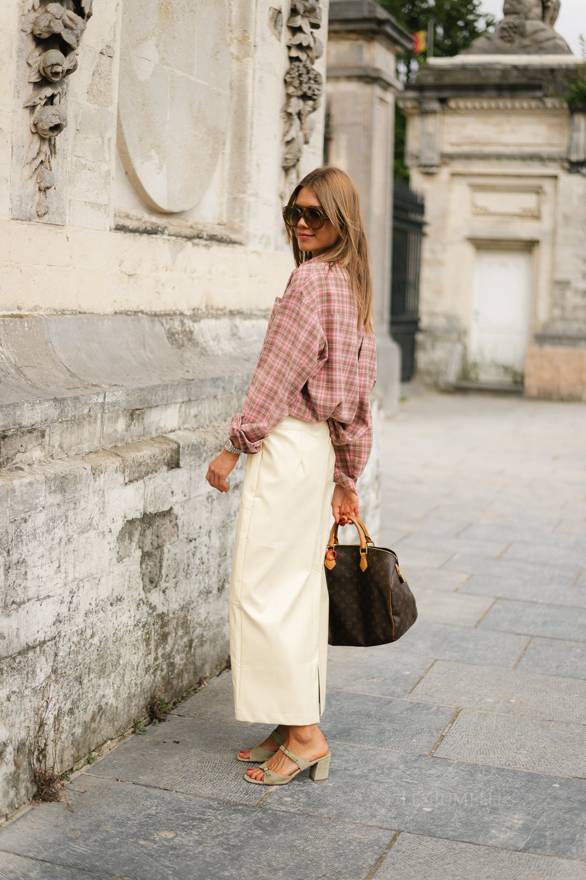 Hillary PU skirt butter yellow