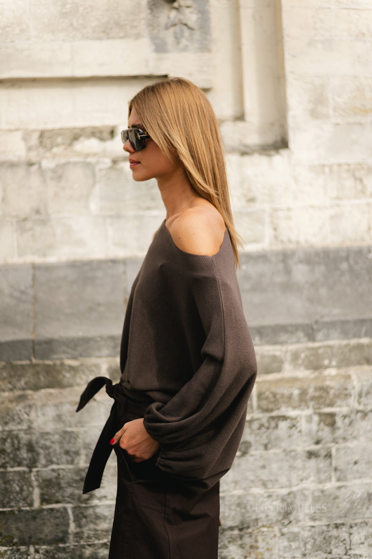 Charline cropped sweater hot chocolate