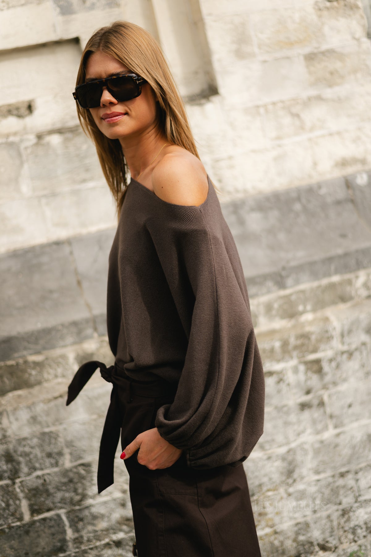 Charline cropped sweater hot chocolate