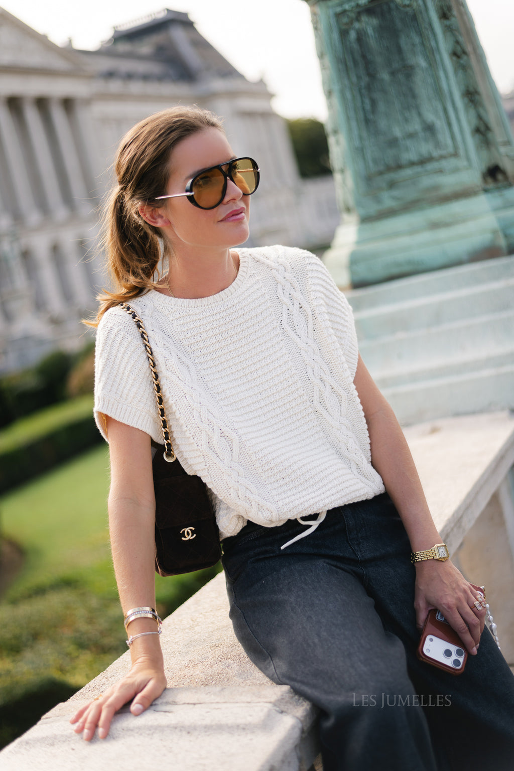 Jesse knit vest egret