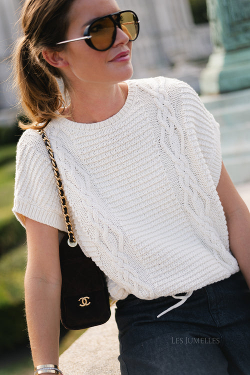 Jesse knit vest egret