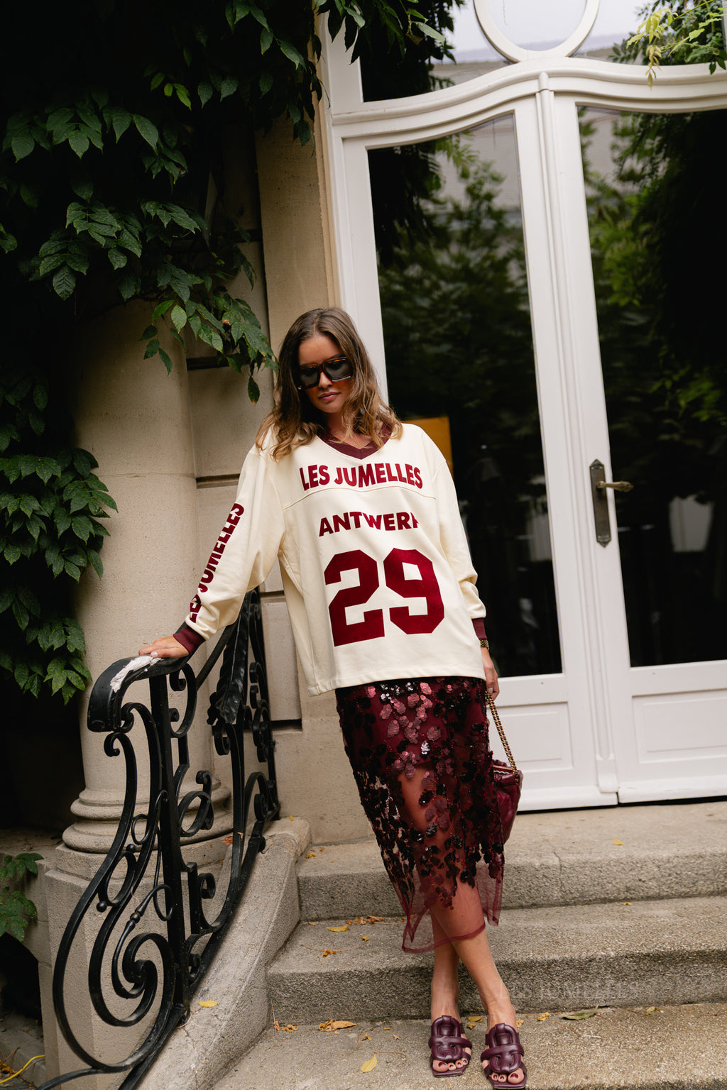 Cleo sequined skirt burgundy