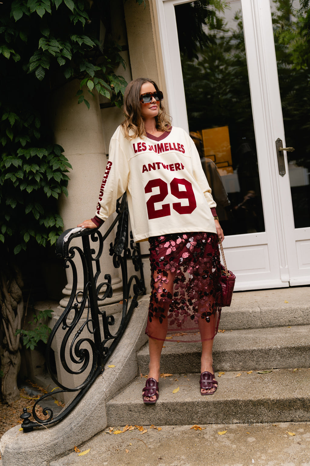Cleo sequined skirt burgundy