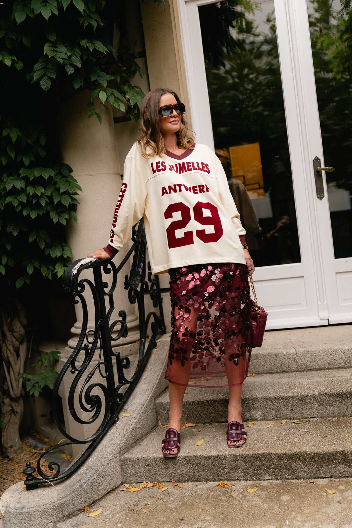 Cleo sequined skirt burgundy