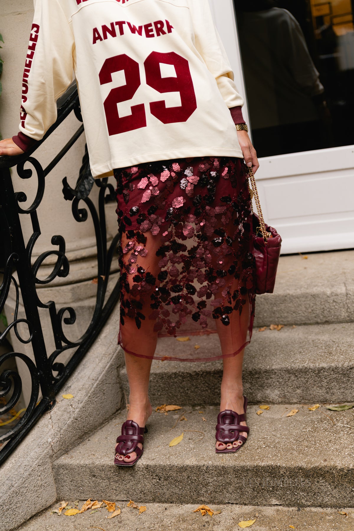 Cleo sequined skirt burgundy