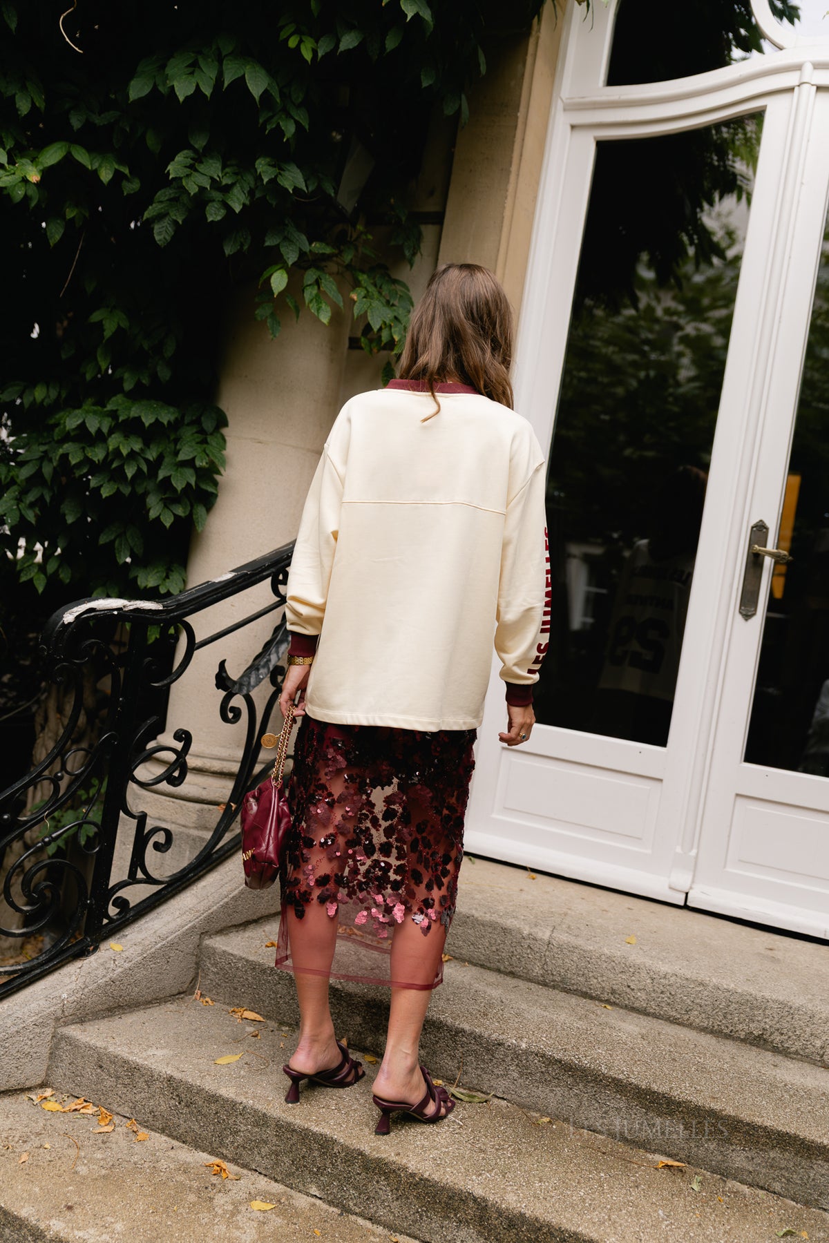 Cleo sequined skirt burgundy
