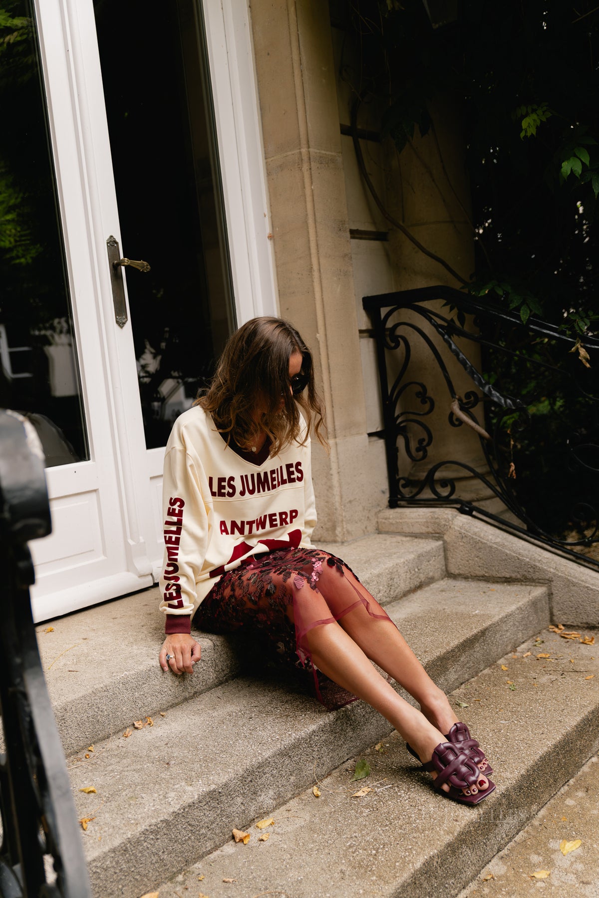 Cleo sequined skirt burgundy