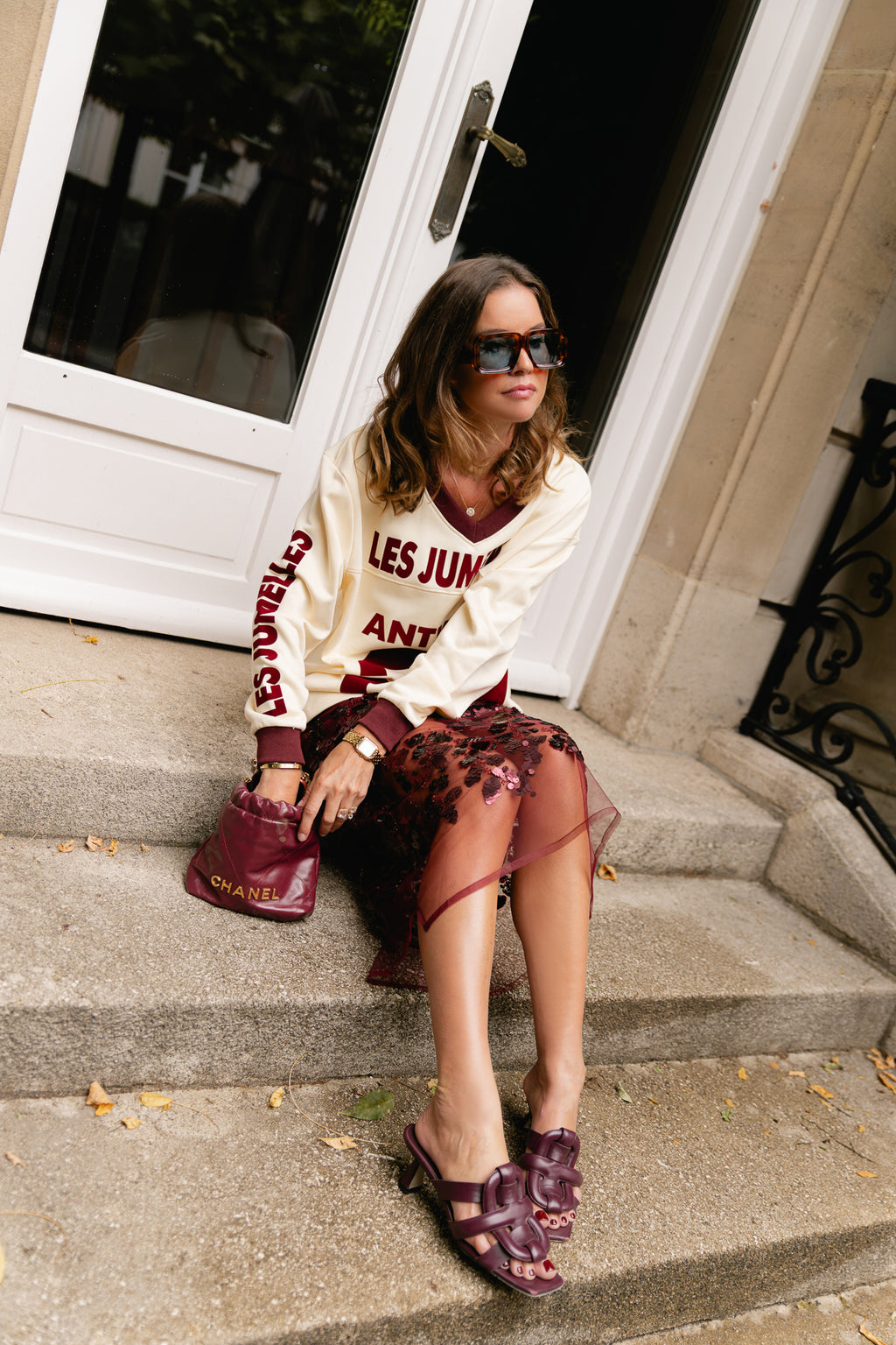 Cleo sequined skirt burgundy