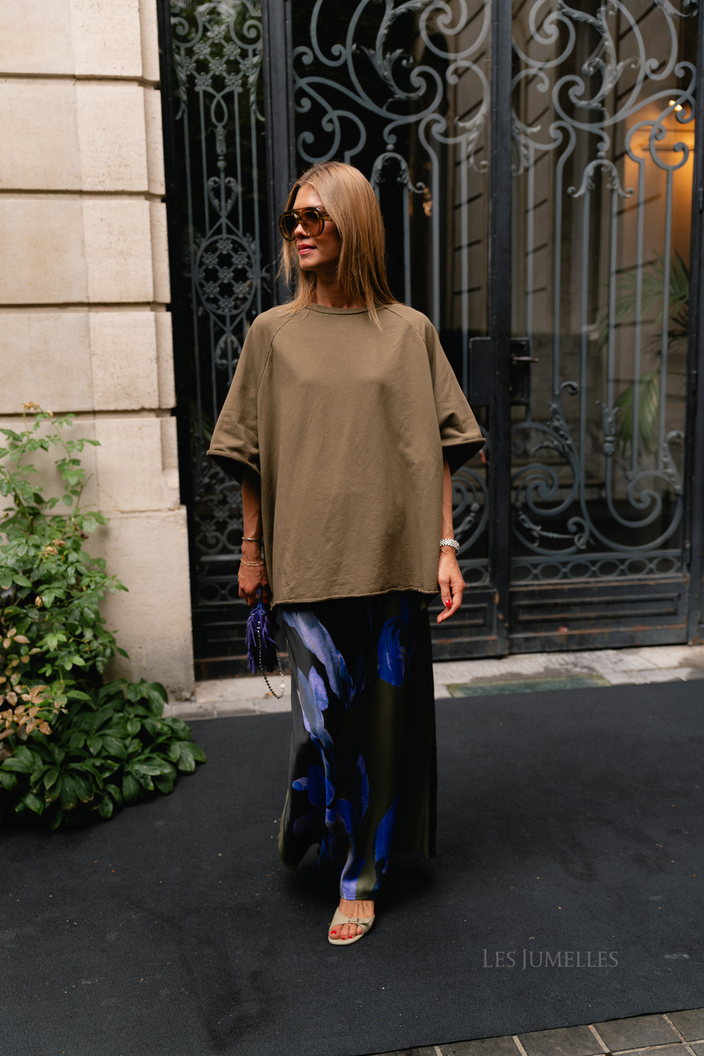 YASPella HW maxi skirt black/ etira prin