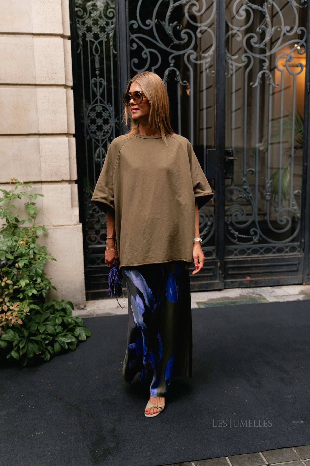 YASPella HW maxi skirt black/ etira prin