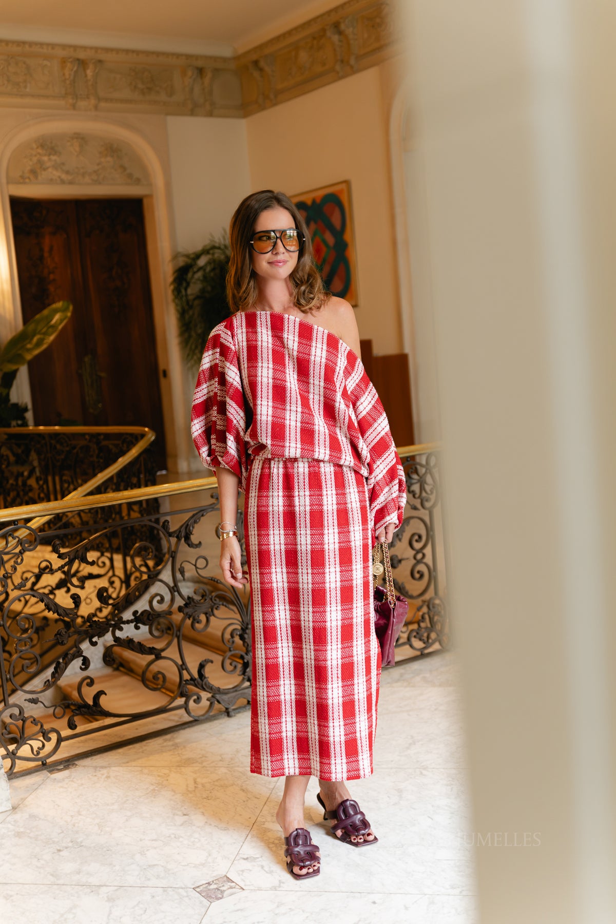 Cosette blouse red/off white checks