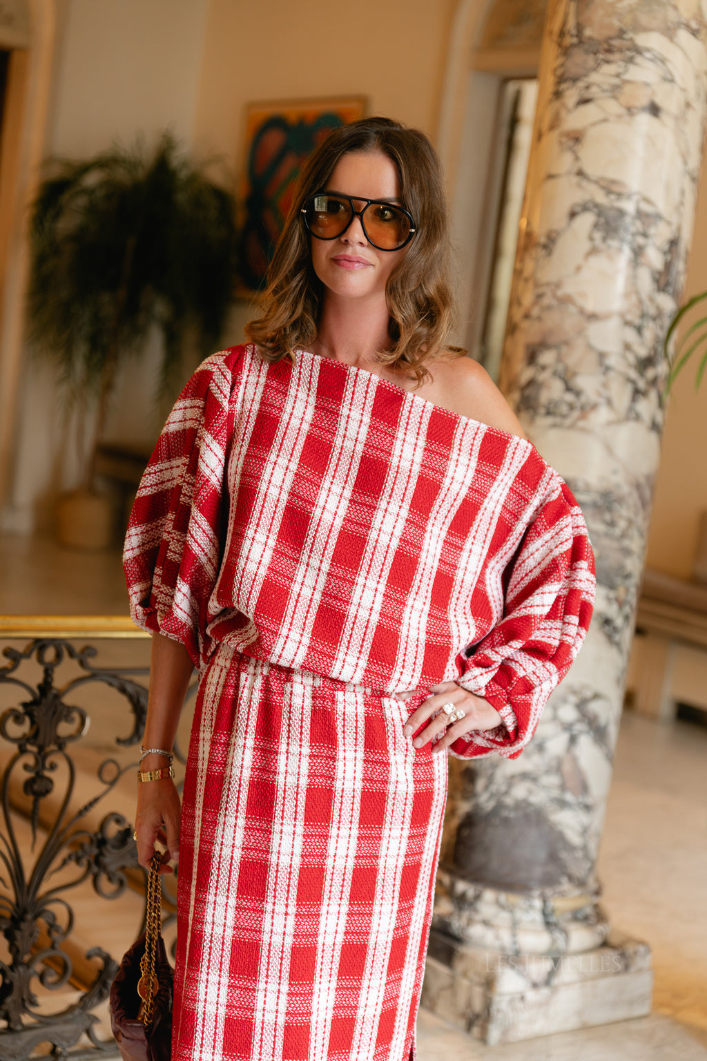 Cosette blouse red/off white checks