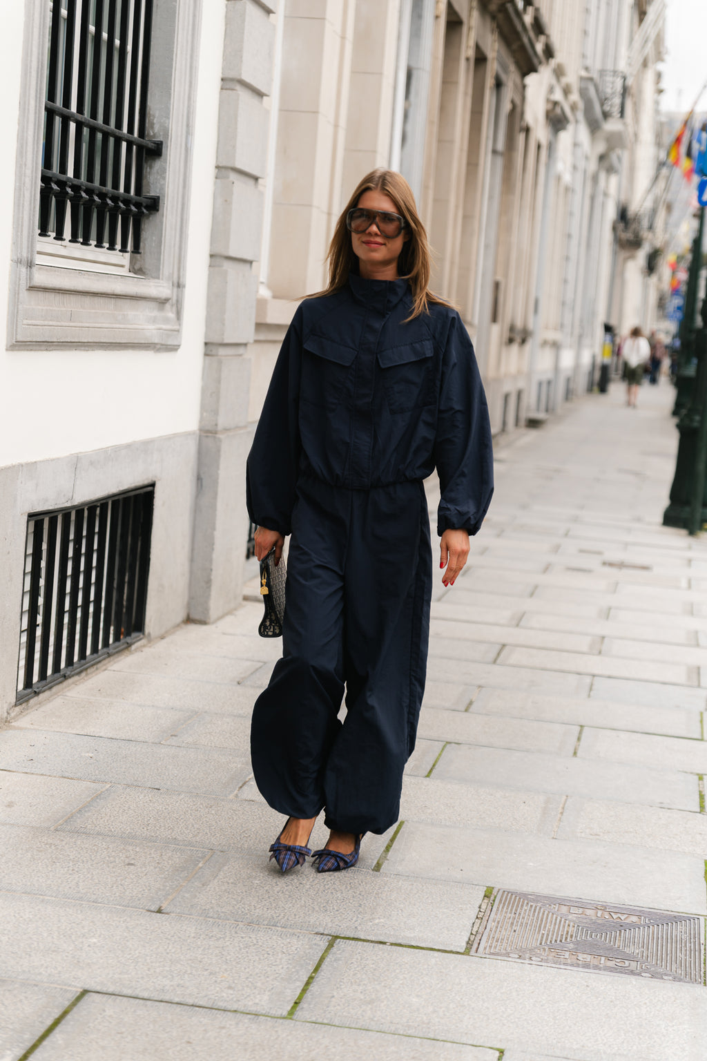 VISelma HW balloon pants navy blazer