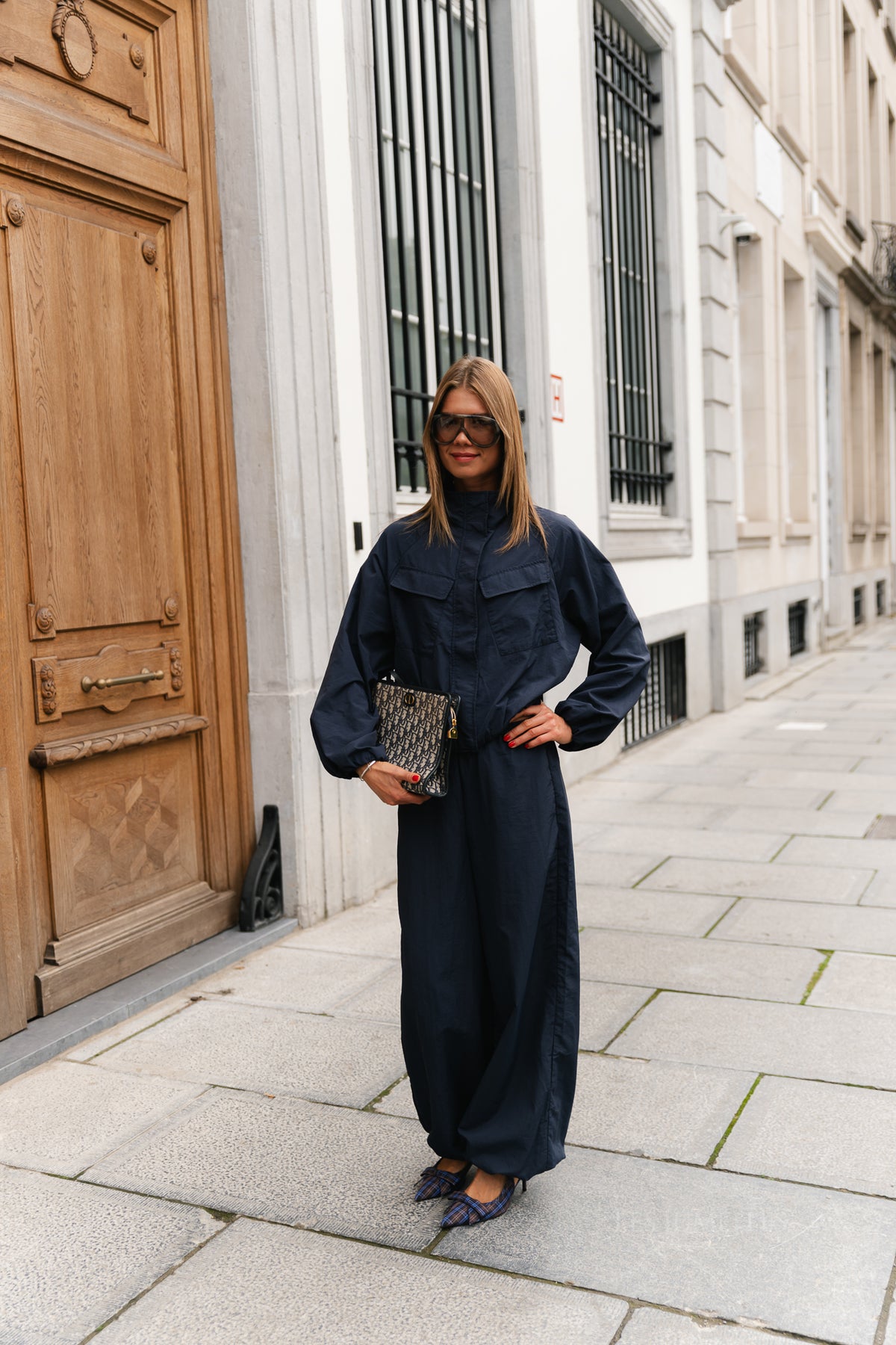 VISelma HW balloon pants navy blazer