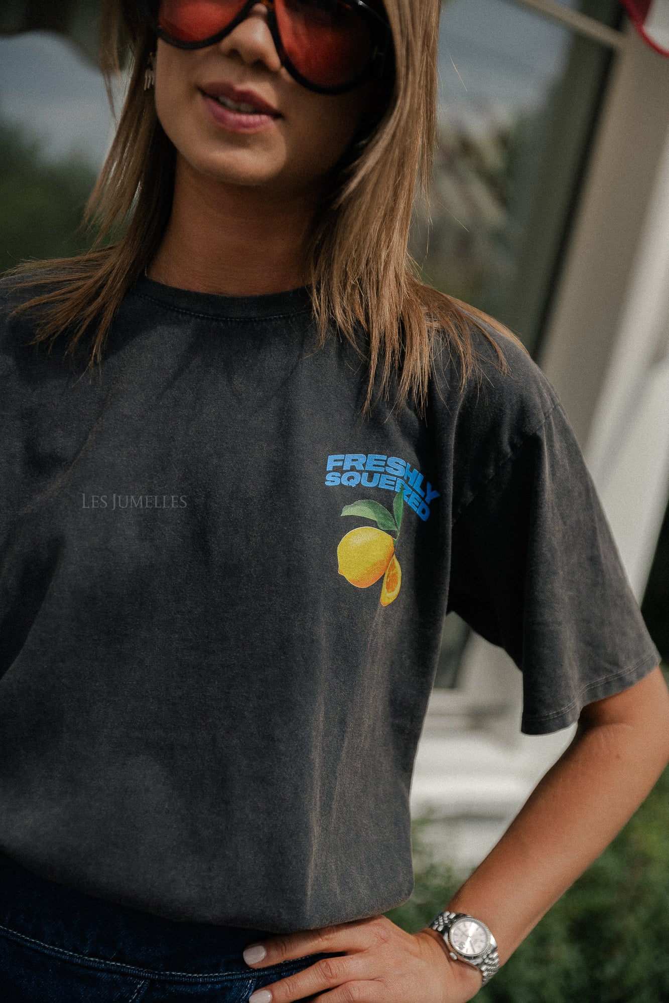 Lemon T-shirt gewaschen schwarz