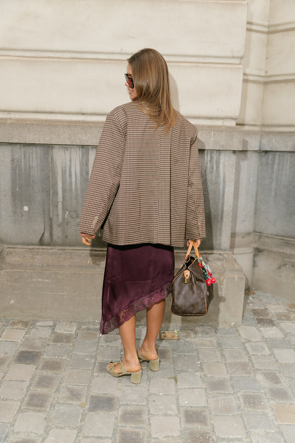Chloe checkered blazer camel