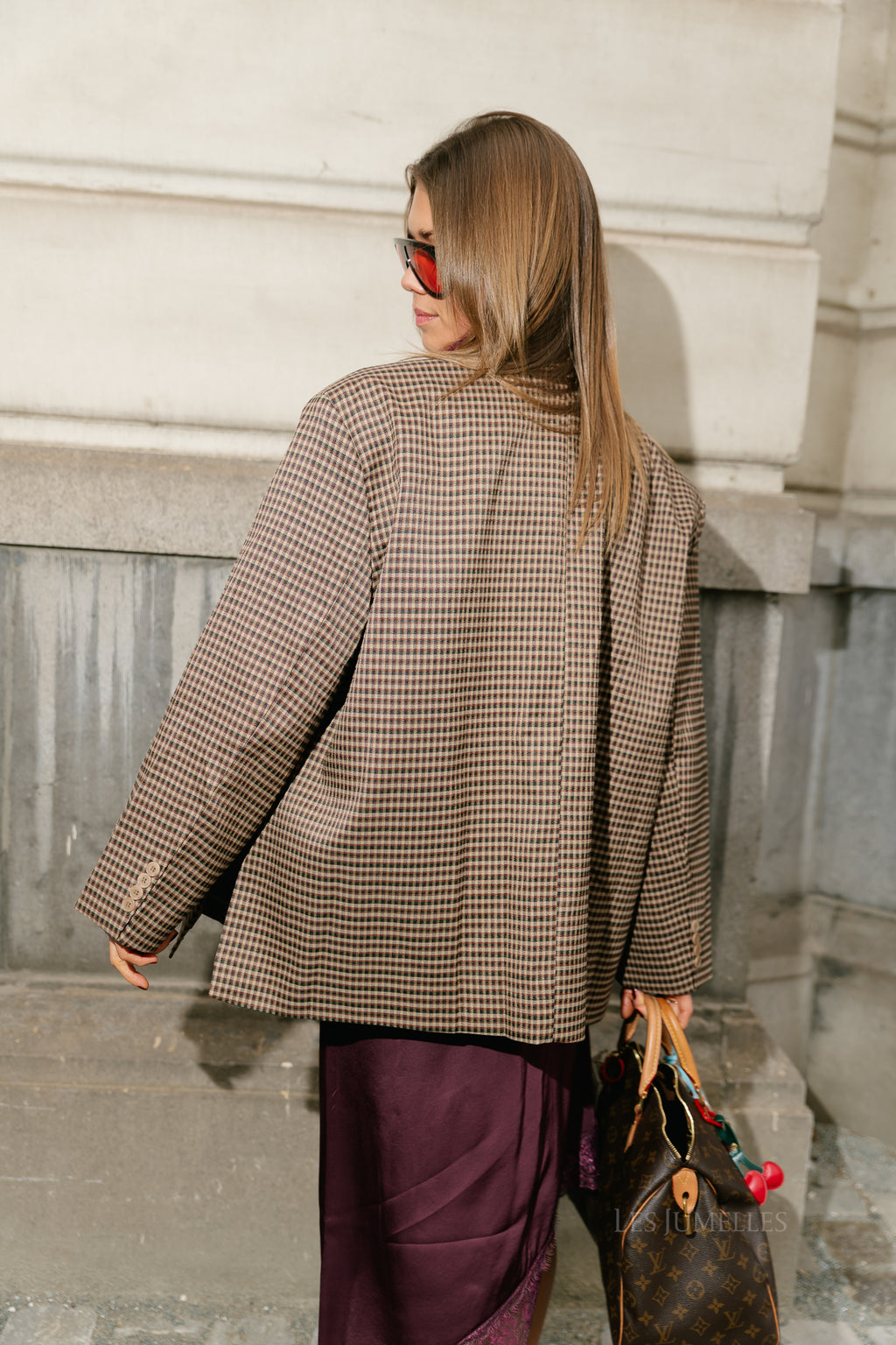 Chloe checkered blazer camel