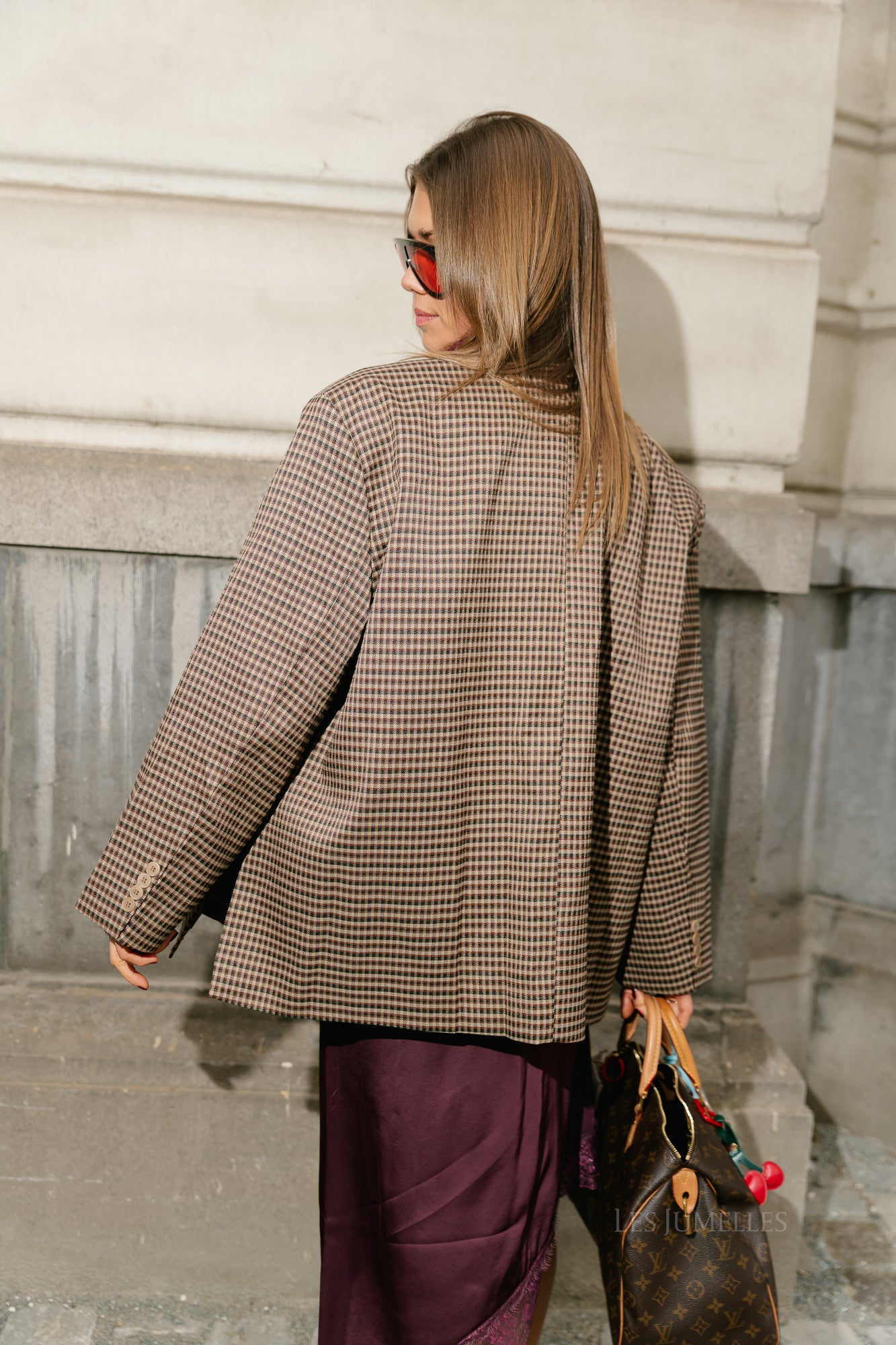 Chloe checkered blazer camel
