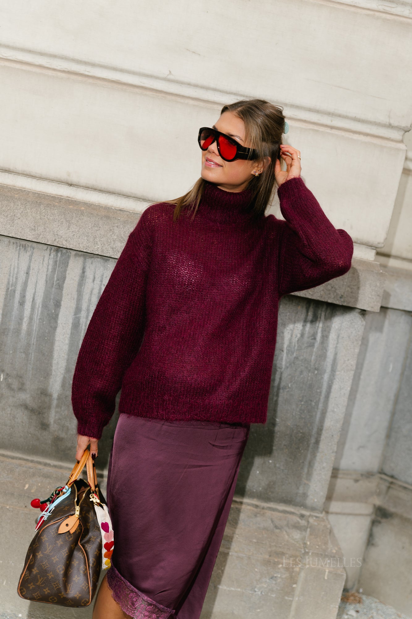 YASLambi LS knit rollneck pullover port royale