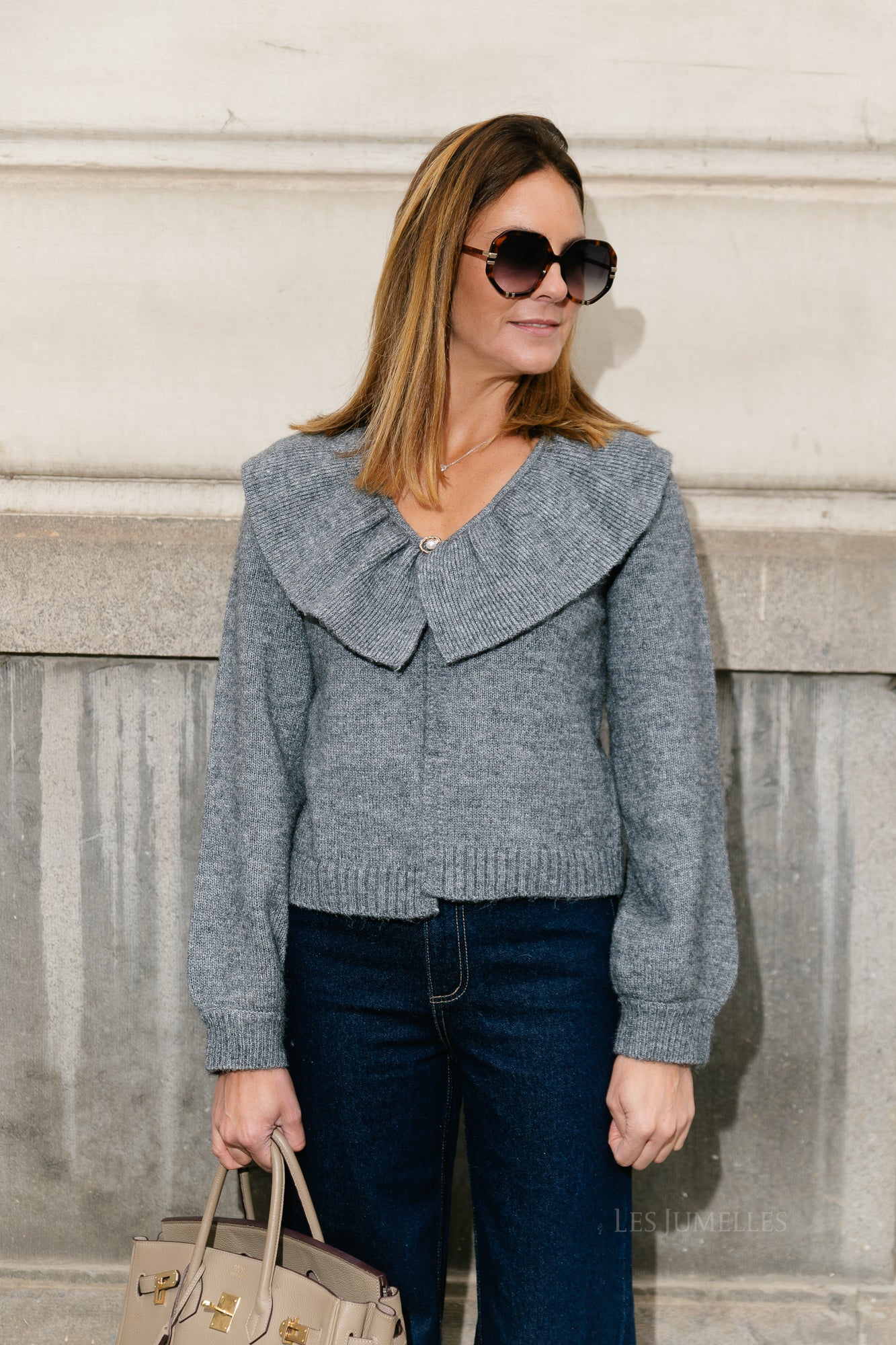 OBJDenisi L/S knit cardigan medium grey melange