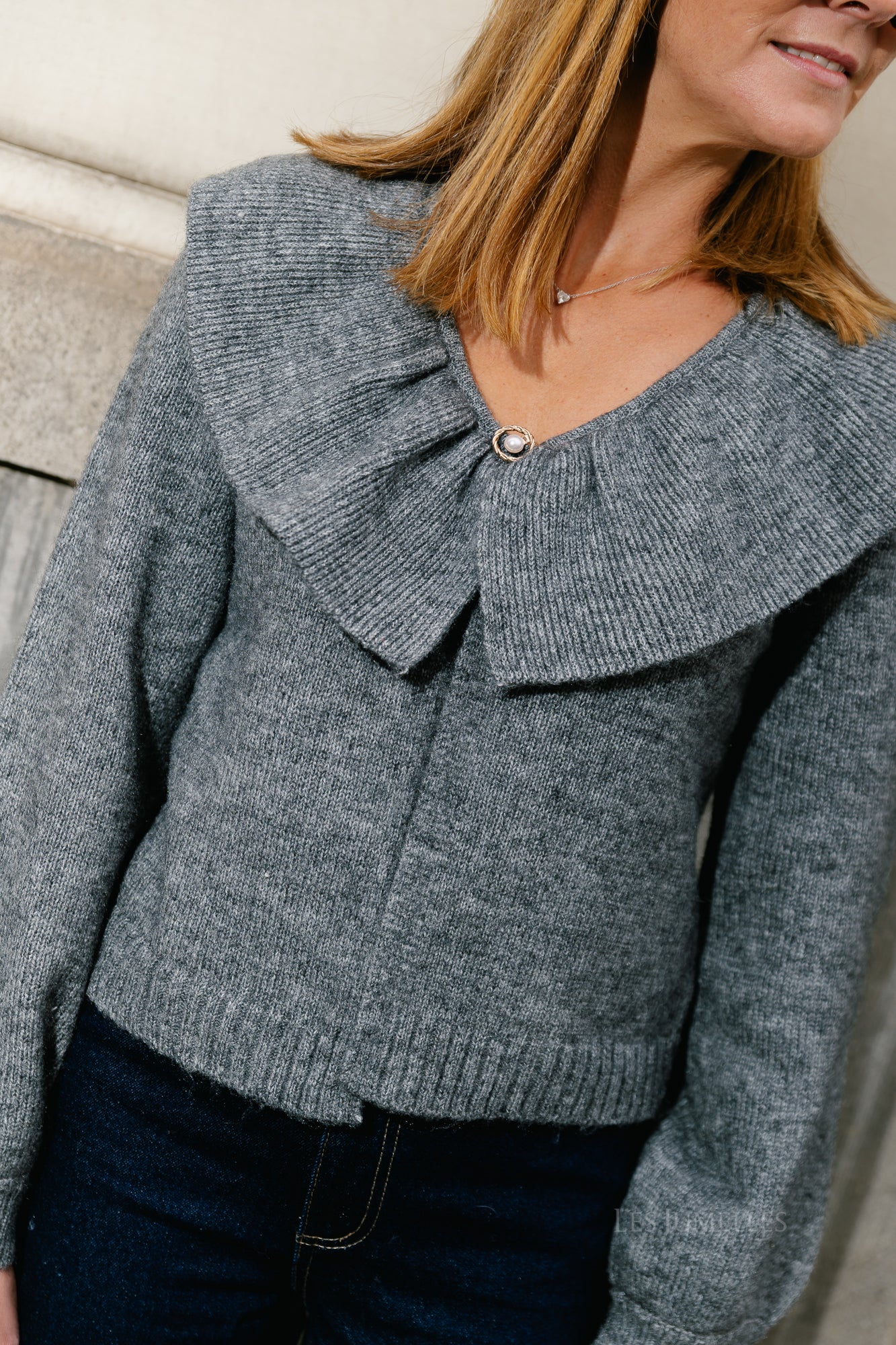 OBJDenisi L/S knit cardigan medium grey melange
