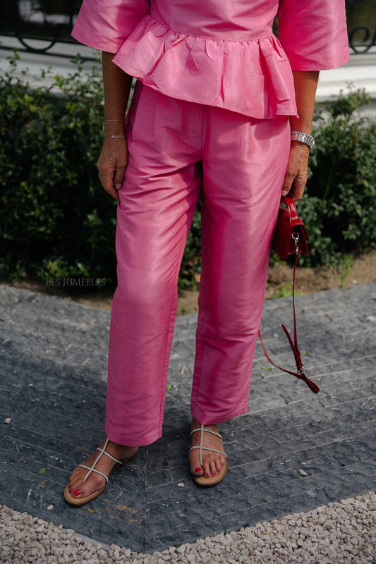 Les Jumelles Pantalon plissé croustillant rose