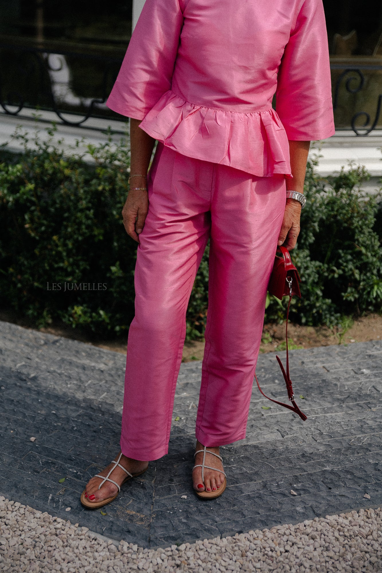 Crispy pleated pant pink