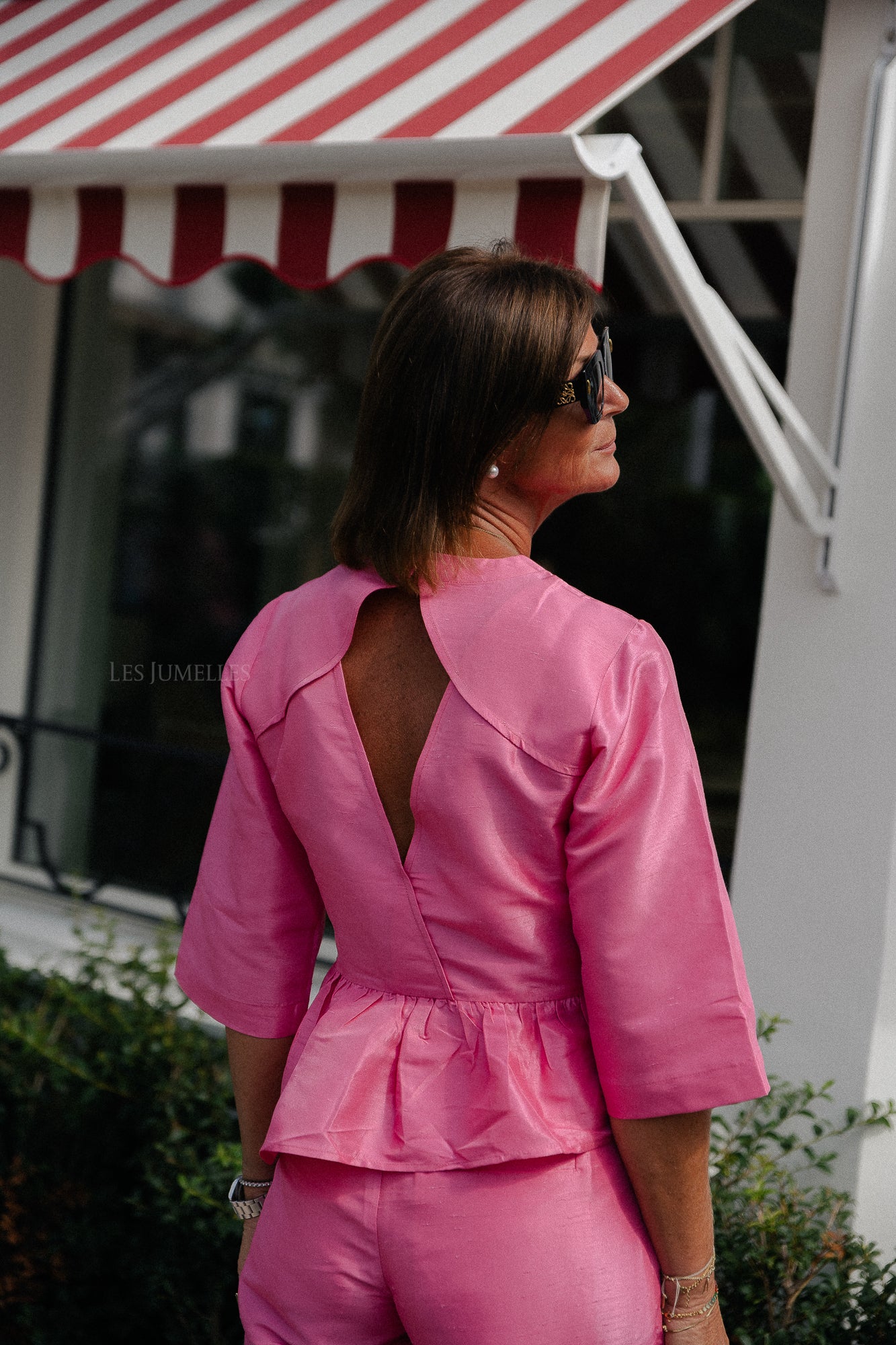 Crispy peplum blouse roze