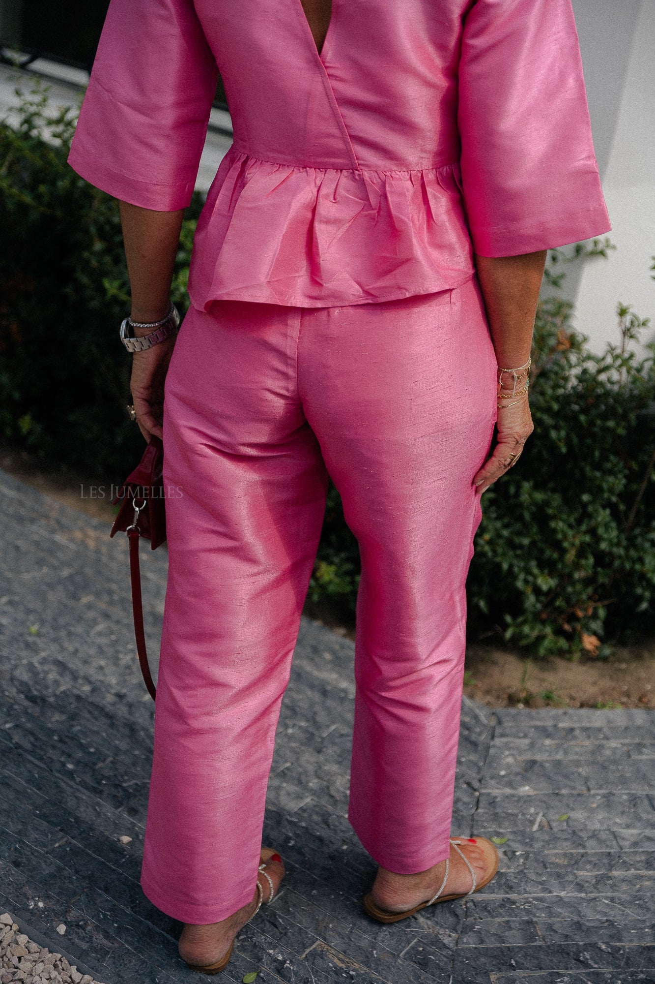 Crispy pleated pant pink