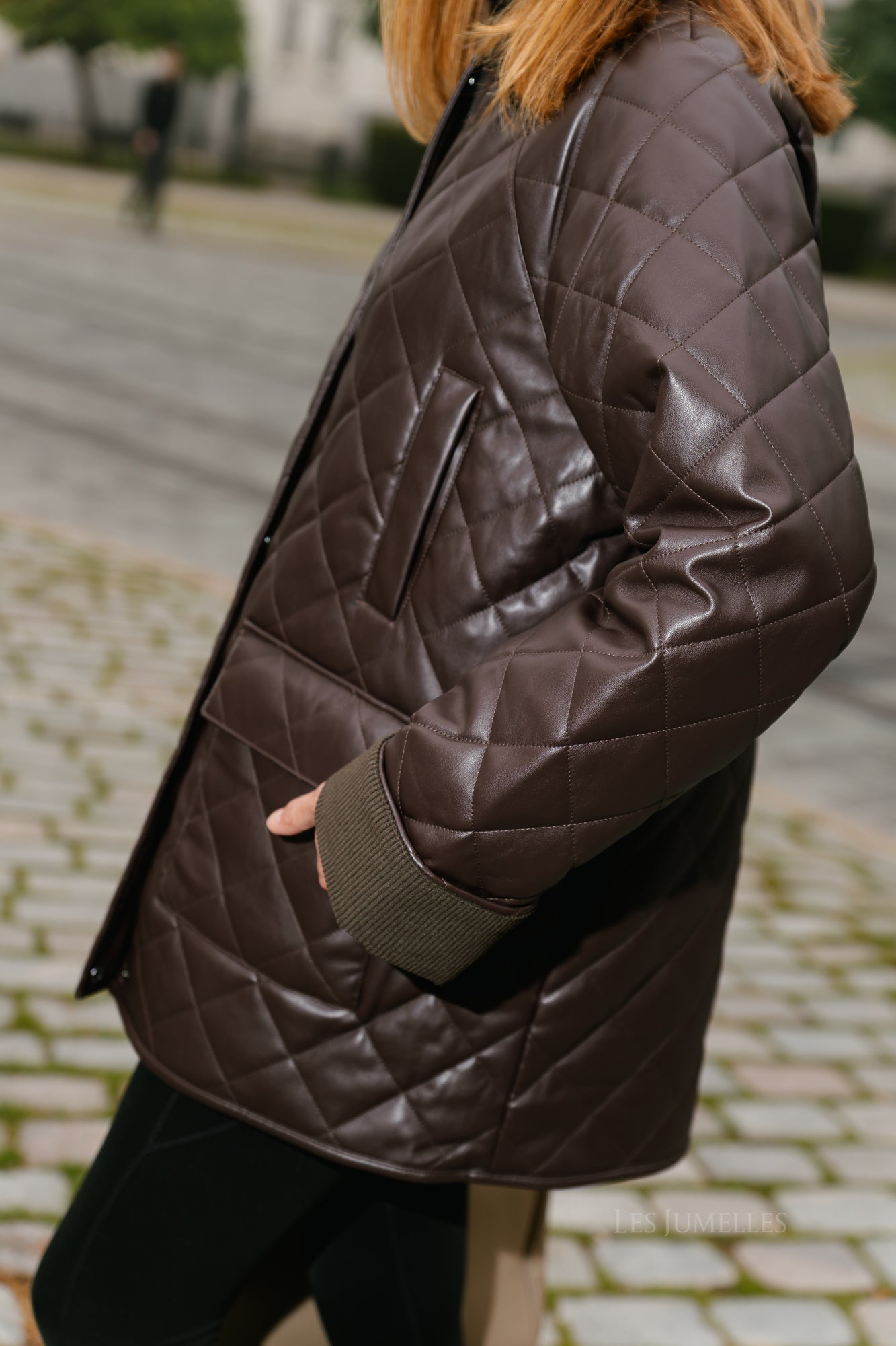 OBJJuna LS quilted jacket seal brown