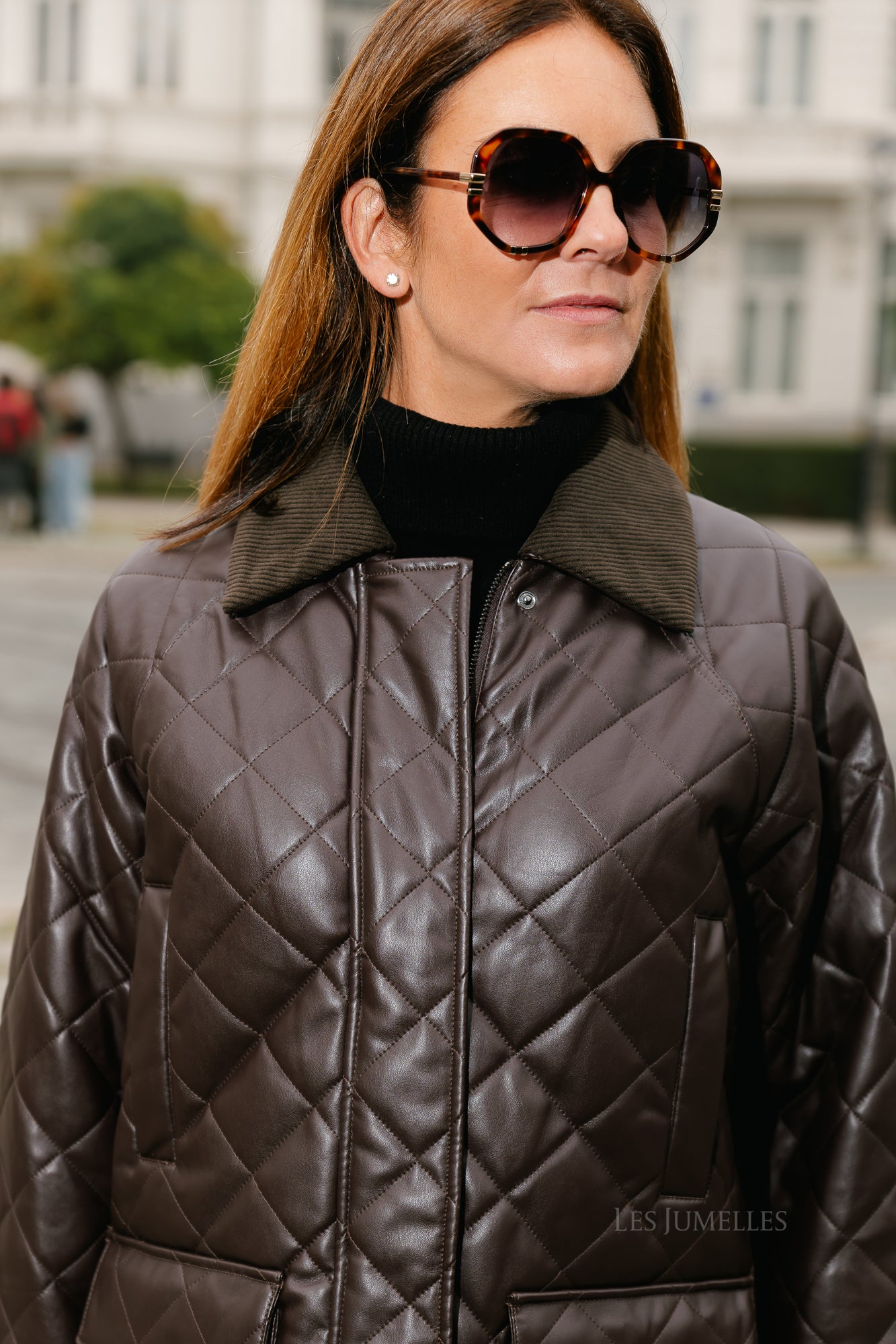 OBJJuna LS quilted jacket seal brown