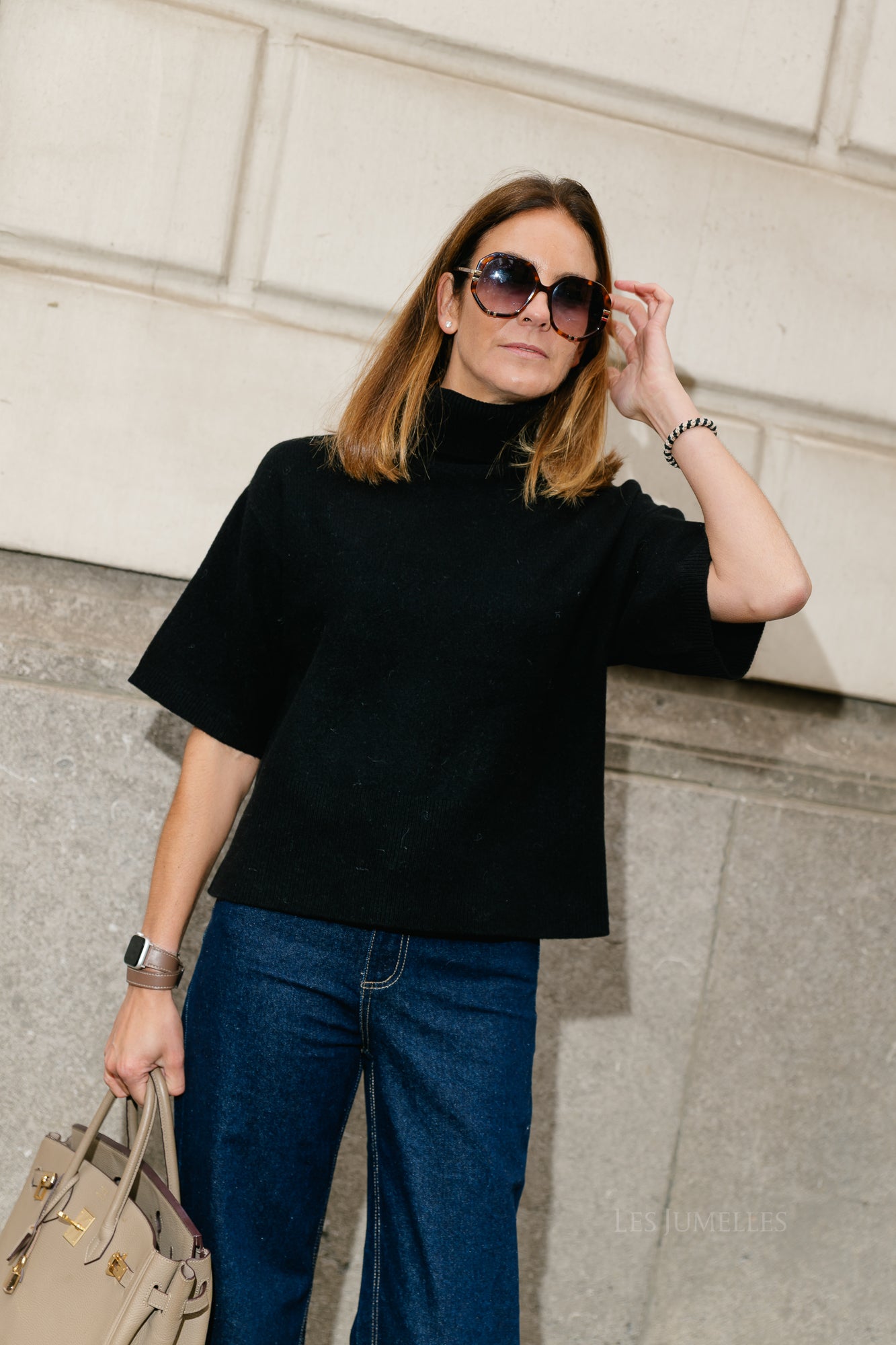 YASEmila 2/4 roll neck knit pullover black