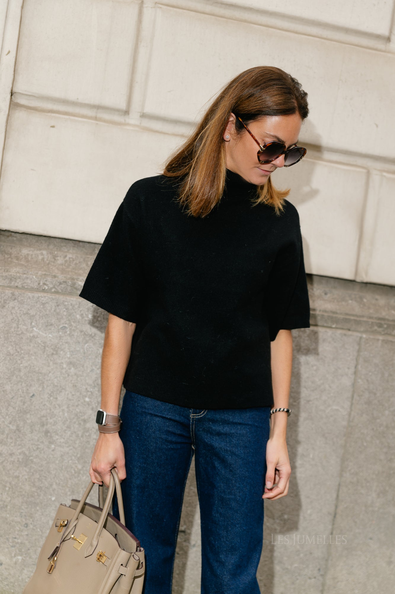 YASEmila 2/4 roll neck knit pullover black