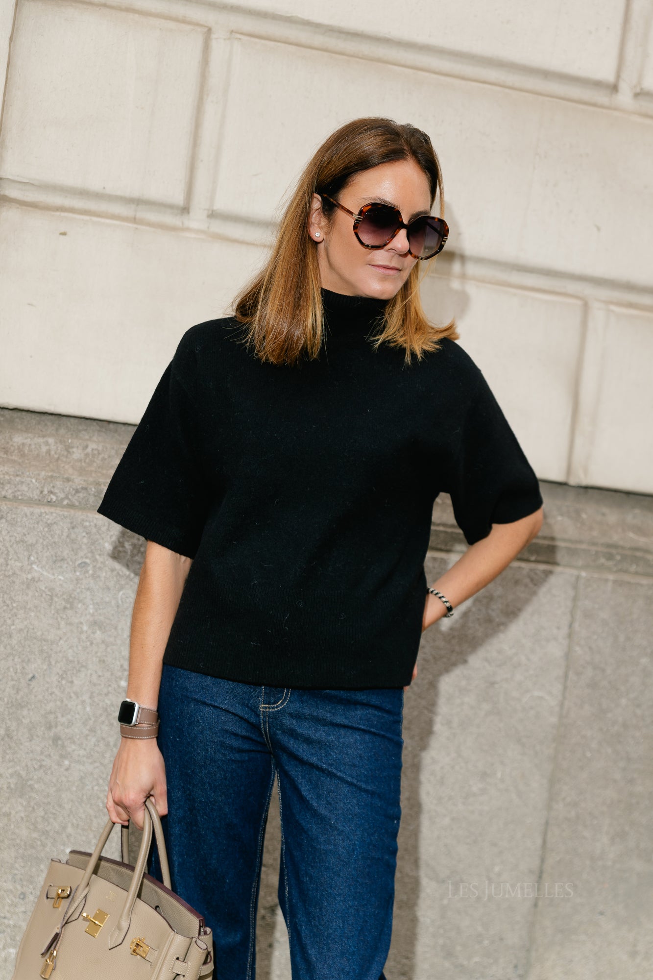 YASEmila 2/4 roll neck knit pullover black