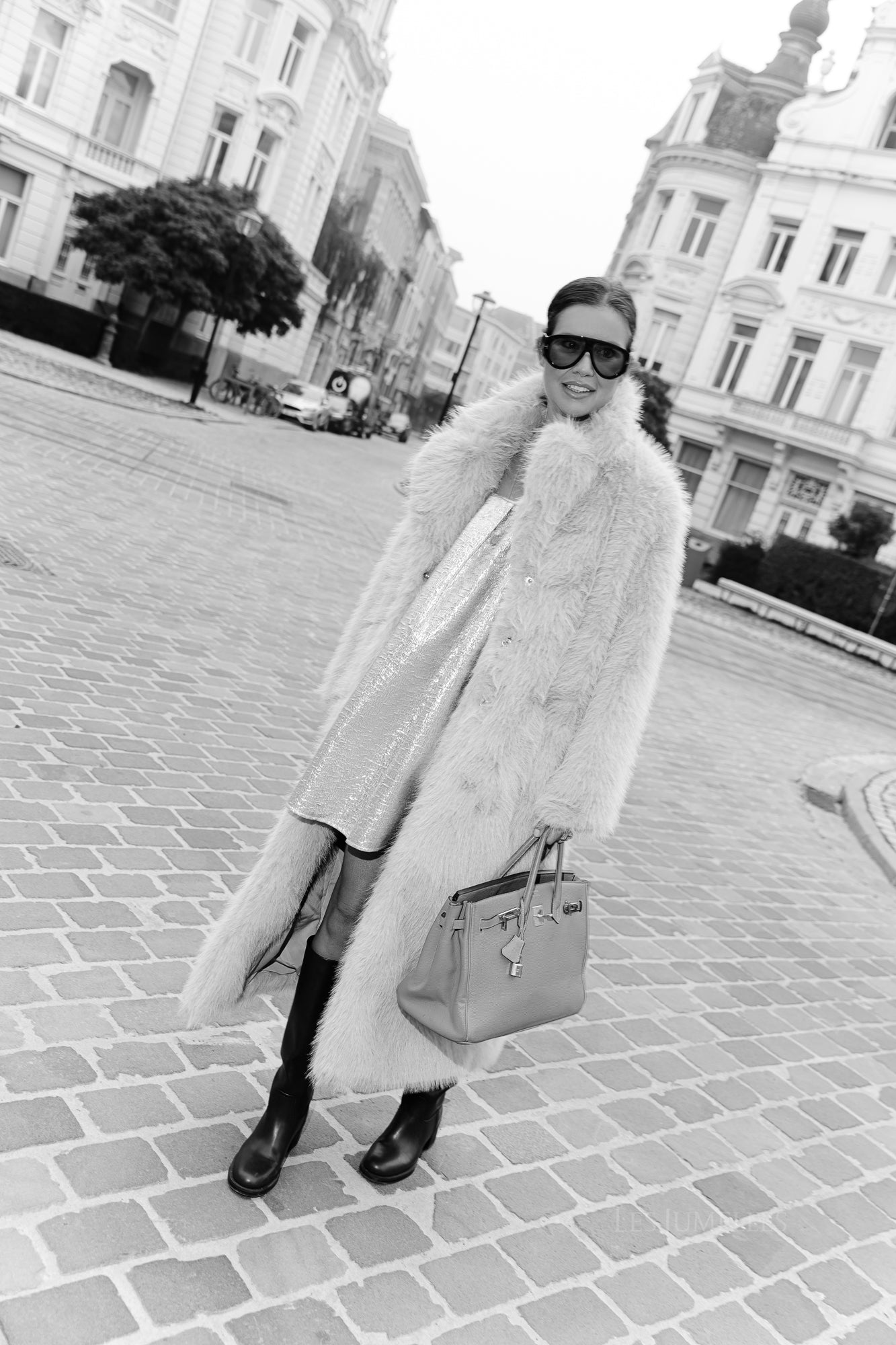 OBJIsadora LS hairy long coat white sand
