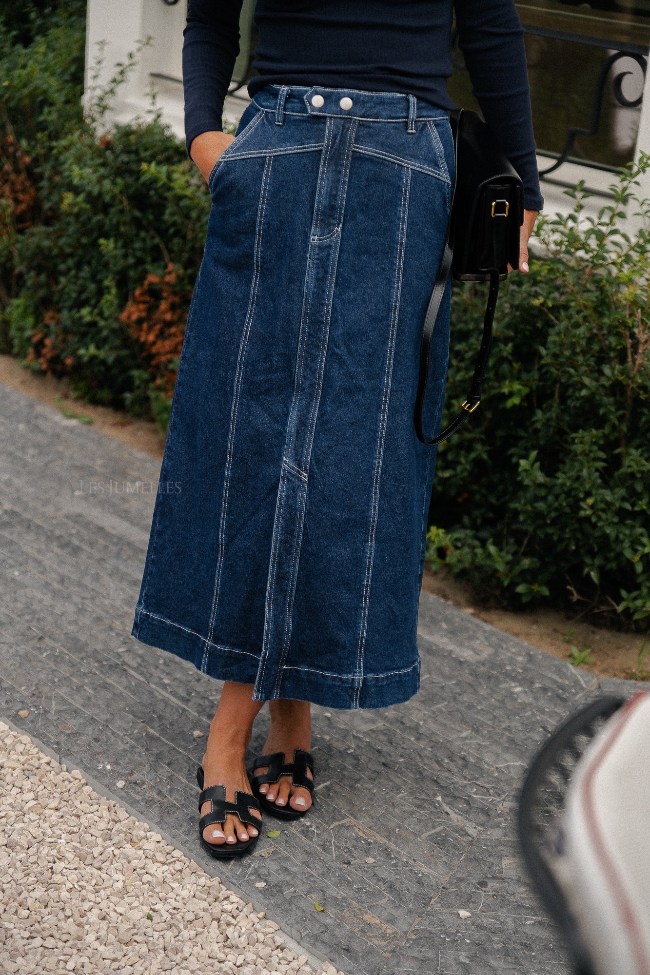 YASTela HW enkel denim rok donkerblauw denim