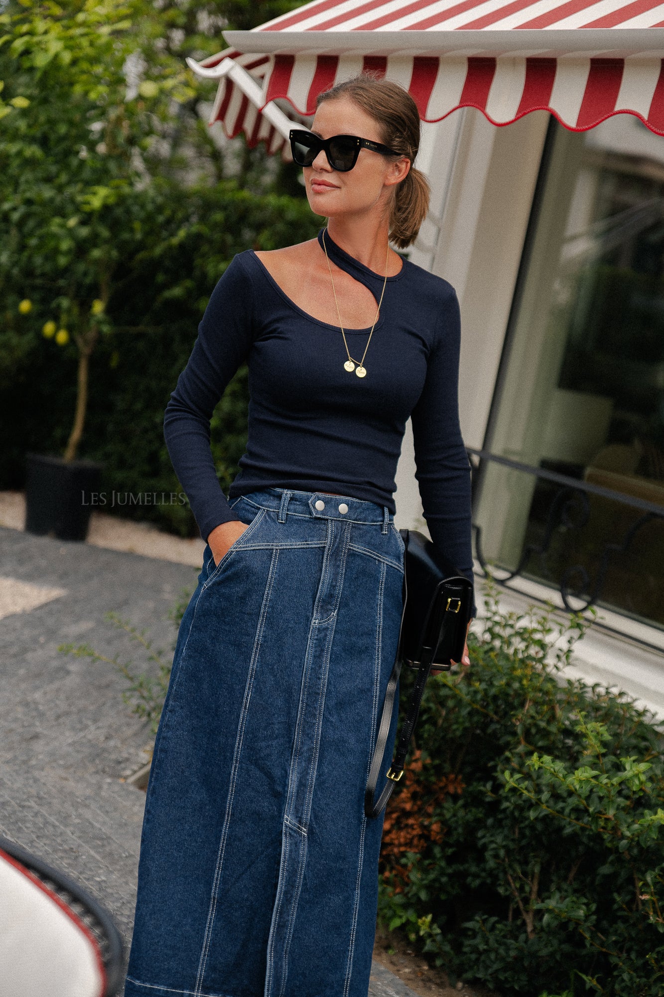 YASTela HW enkel denim rok donkerblauw denim