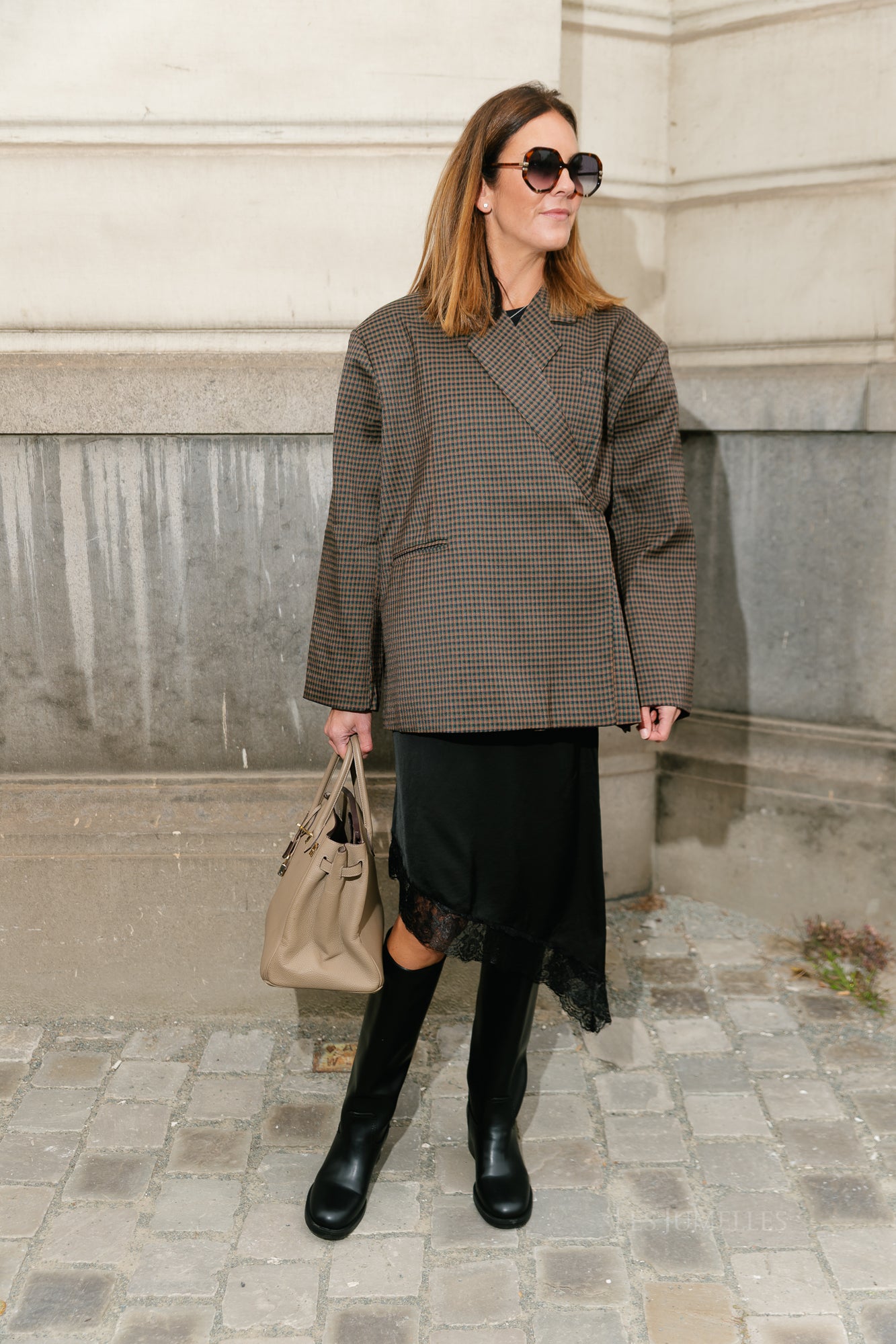 Chloe checkered blazer brown
