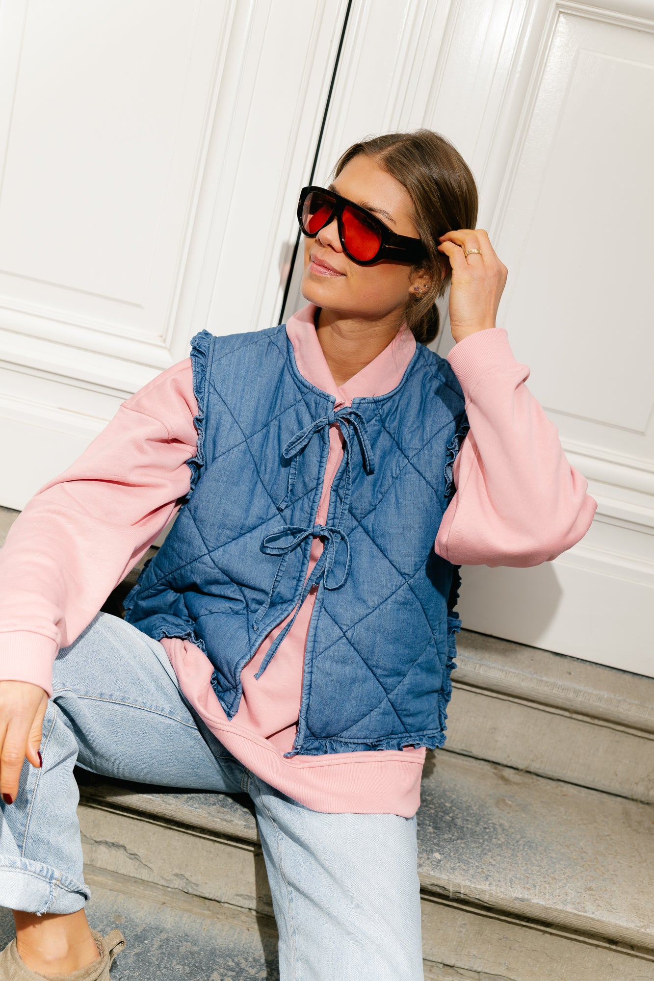 Dallas SL quilted denim vest medium blue