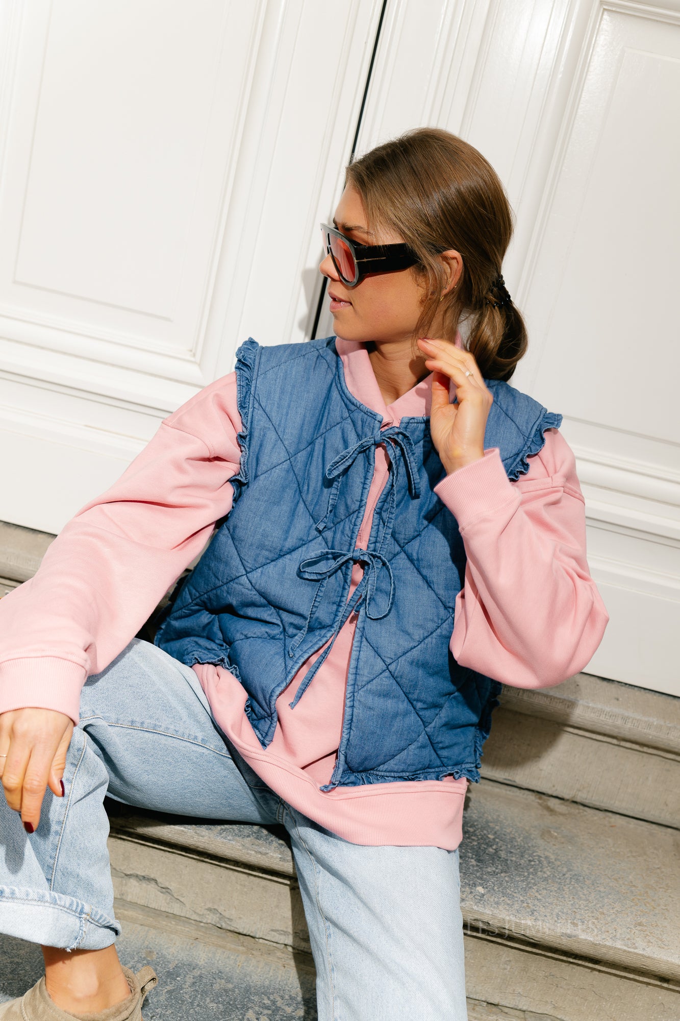 Dallas SL quilted denim vest medium blue