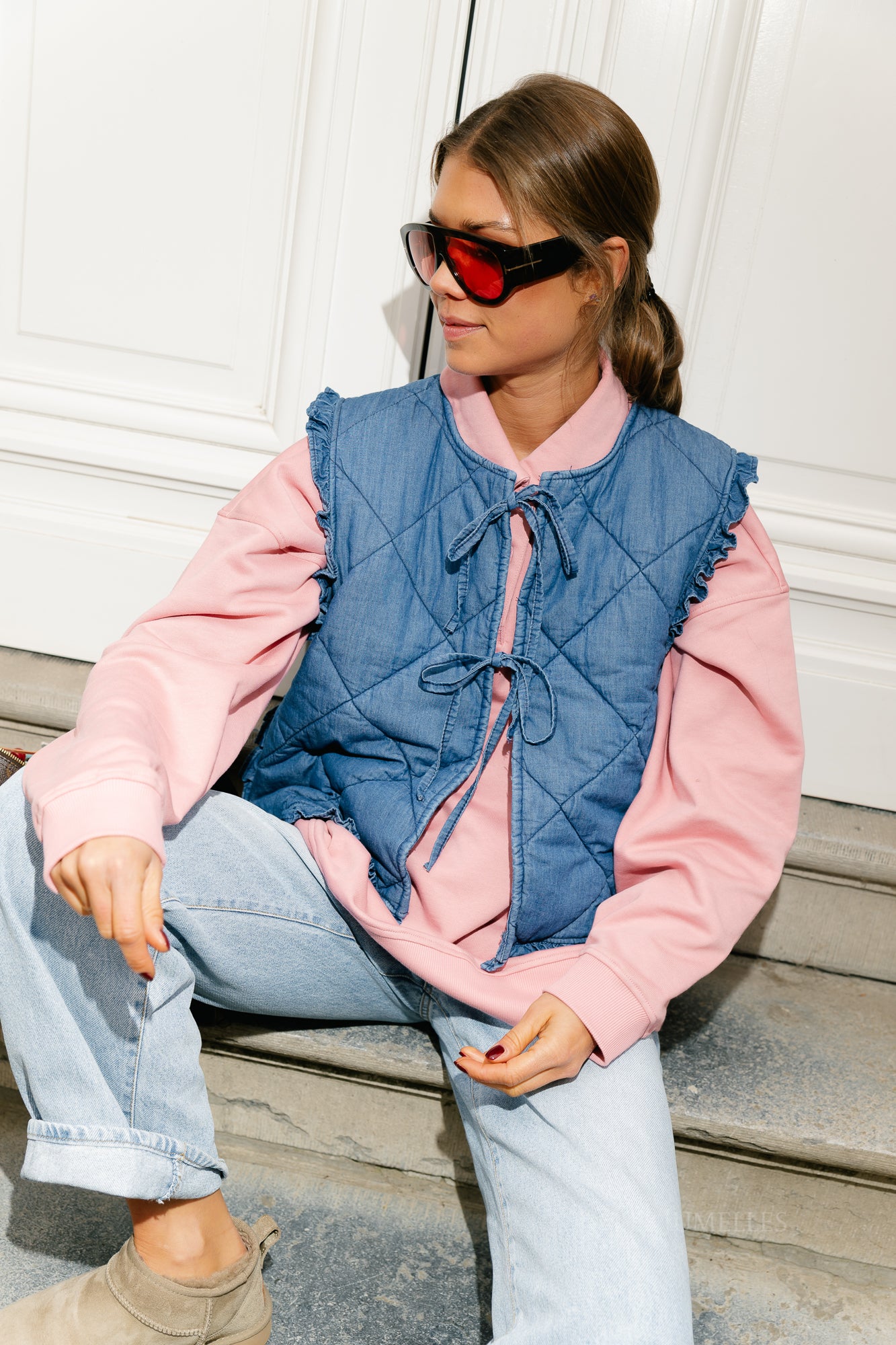Dallas SL quilted denim vest medium blue