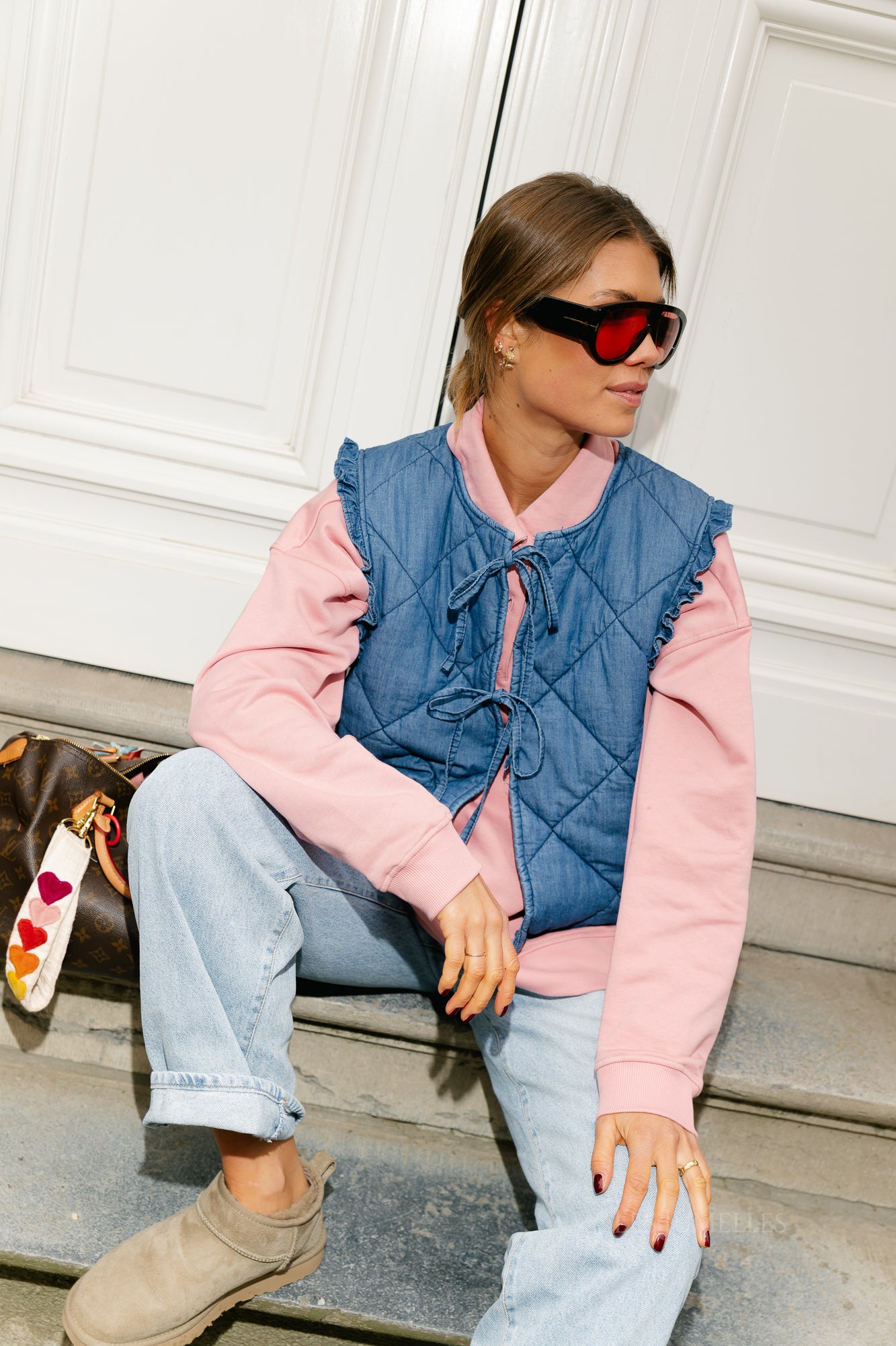 Dallas SL quilted denim vest medium blue