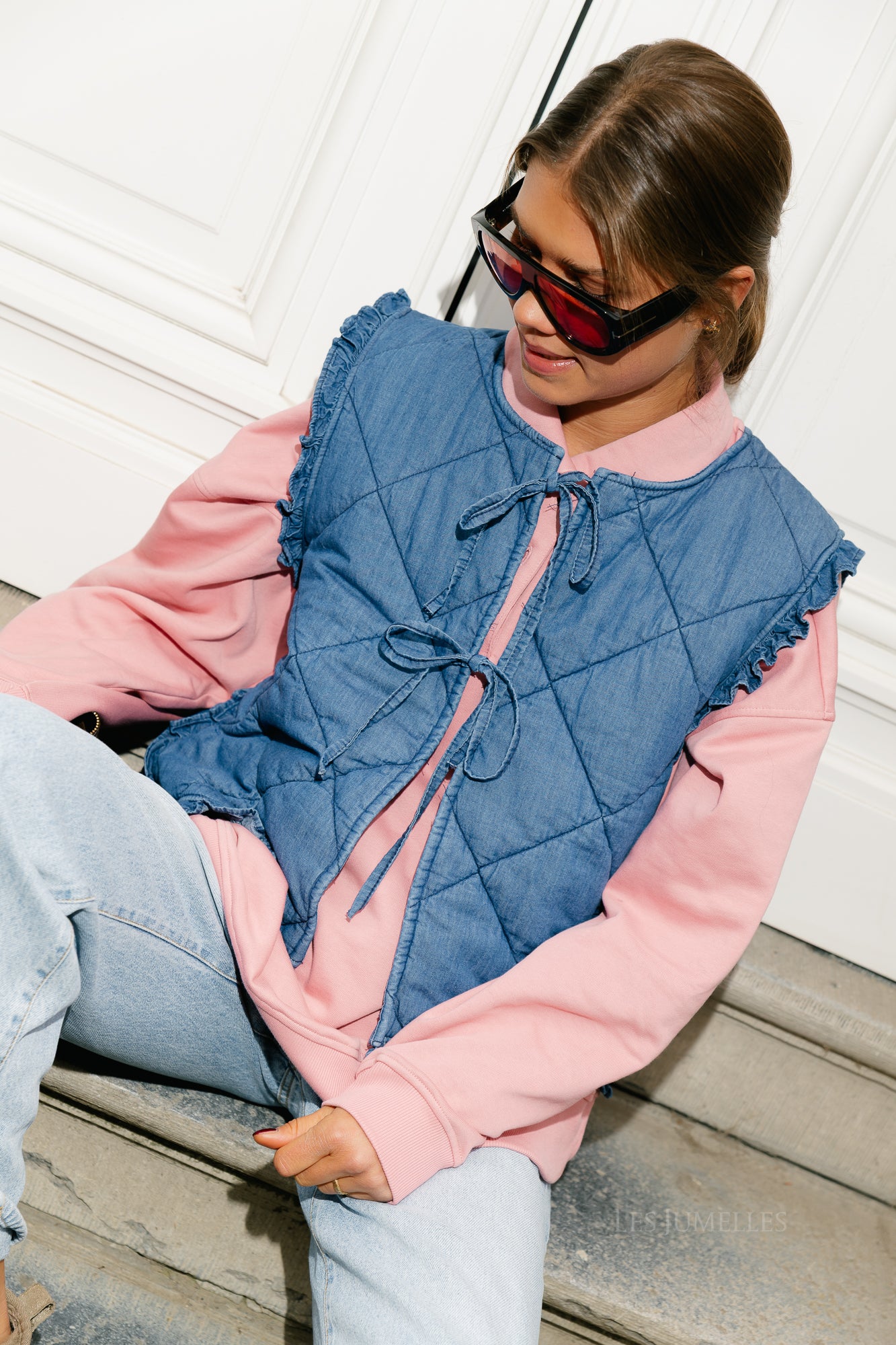 Dallas SL quilted denim vest medium blue