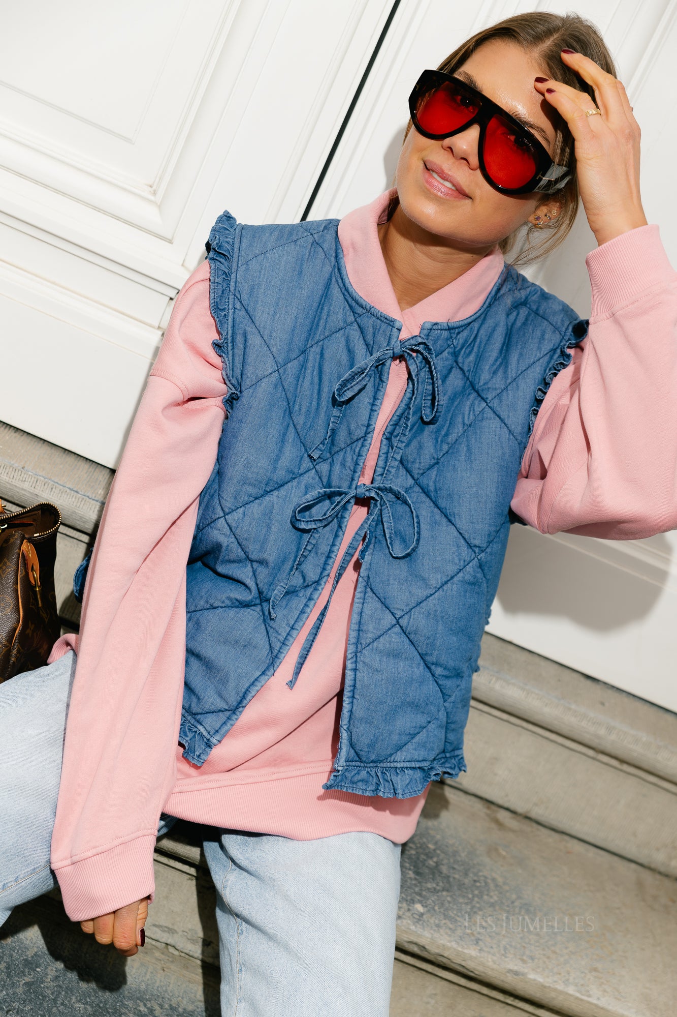 Dallas SL quilted denim vest medium blue