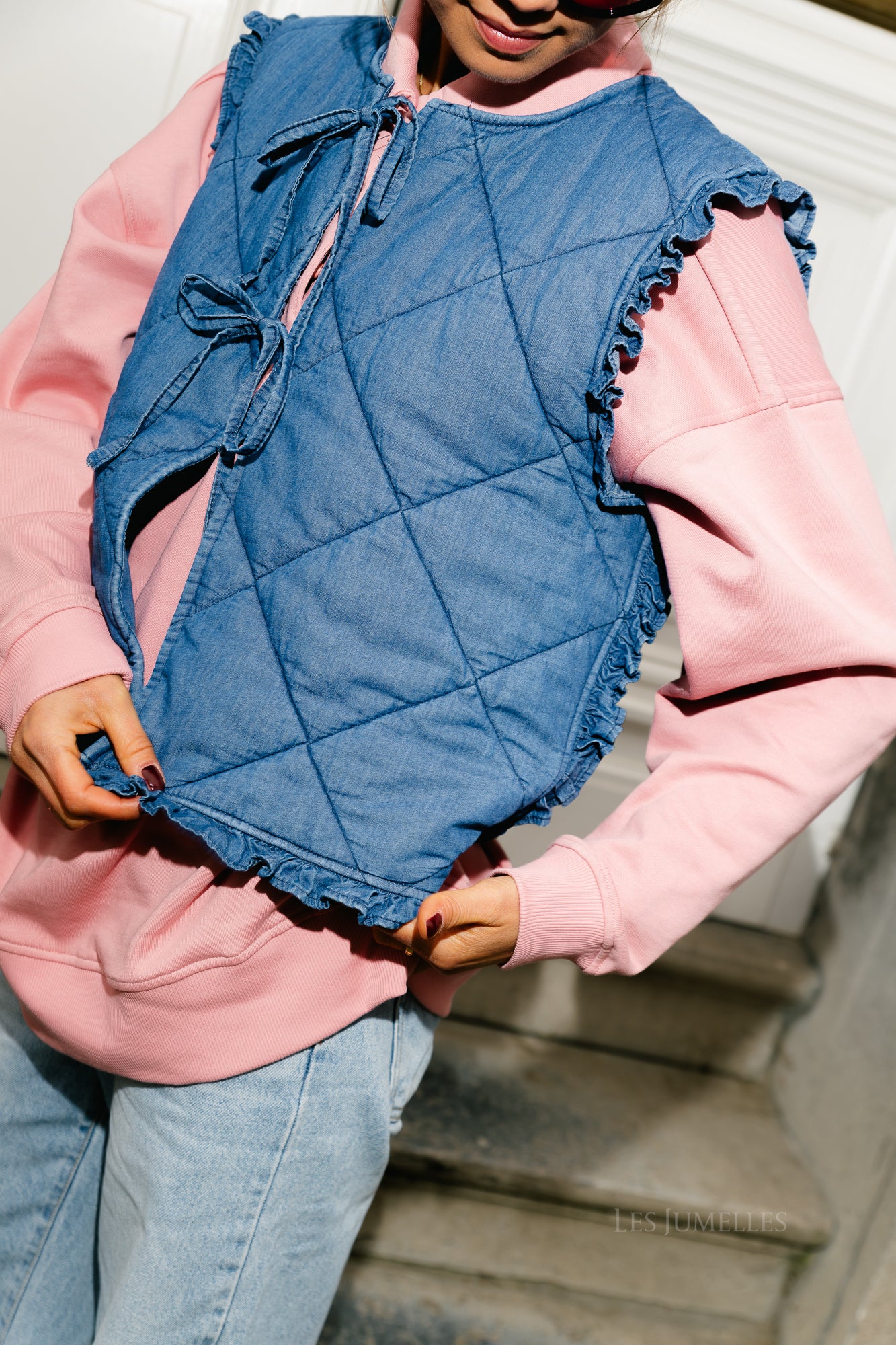 Dallas SL quilted denim vest medium blue