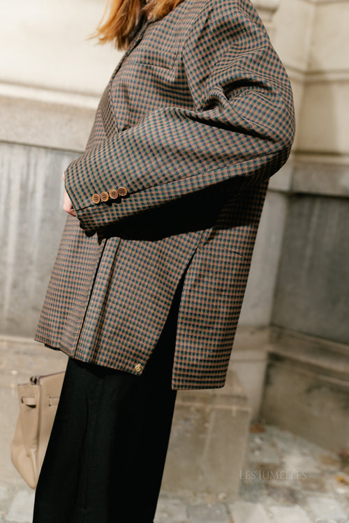 Chloe checkered blazer brown