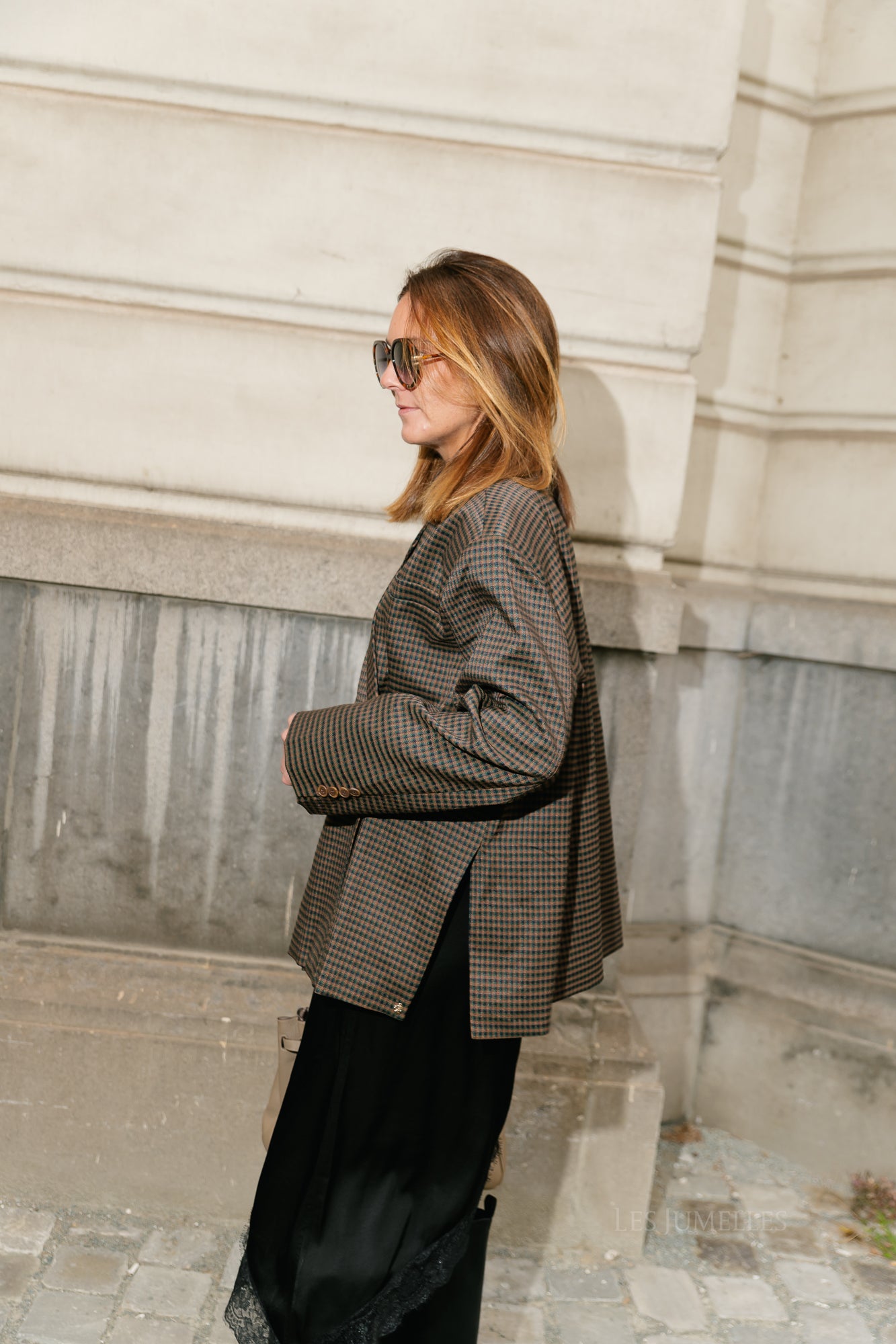 Chloe checkered blazer brown