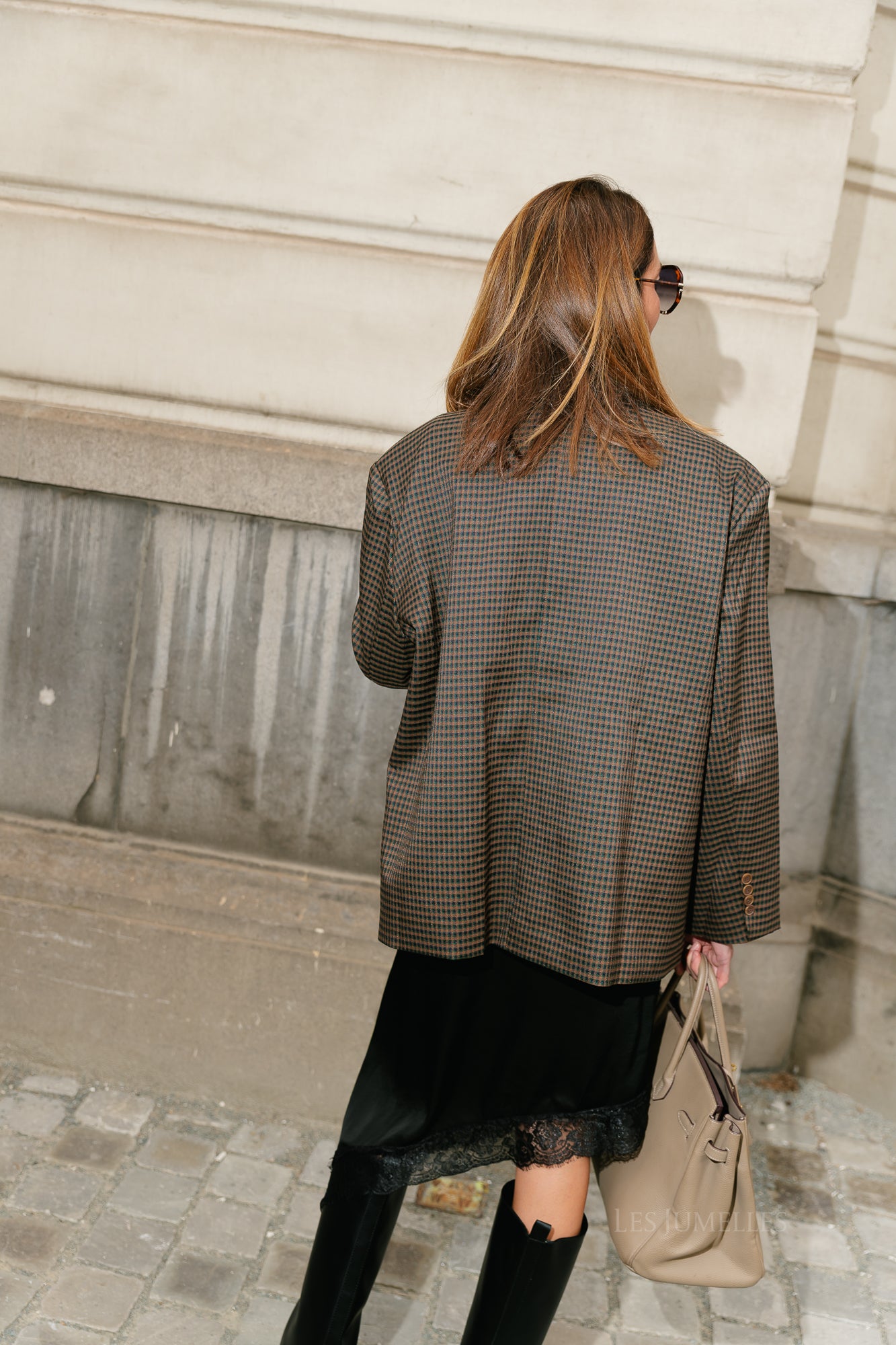 Chloe checkered blazer brown