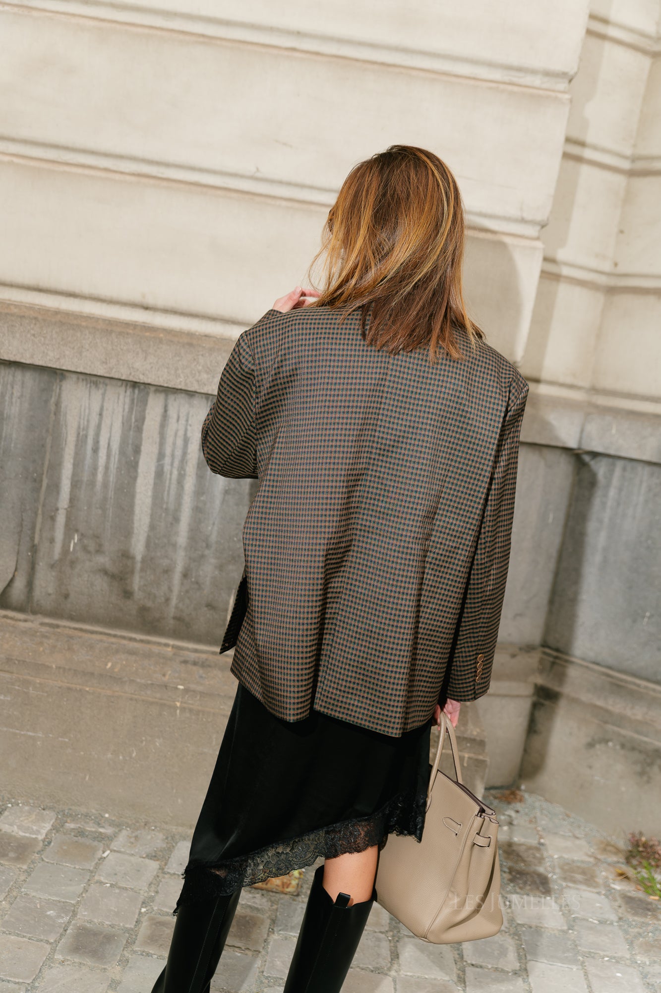 Chloe checkered blazer brown