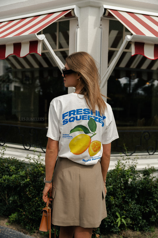 Les Jumelles T-shirt citron blanc